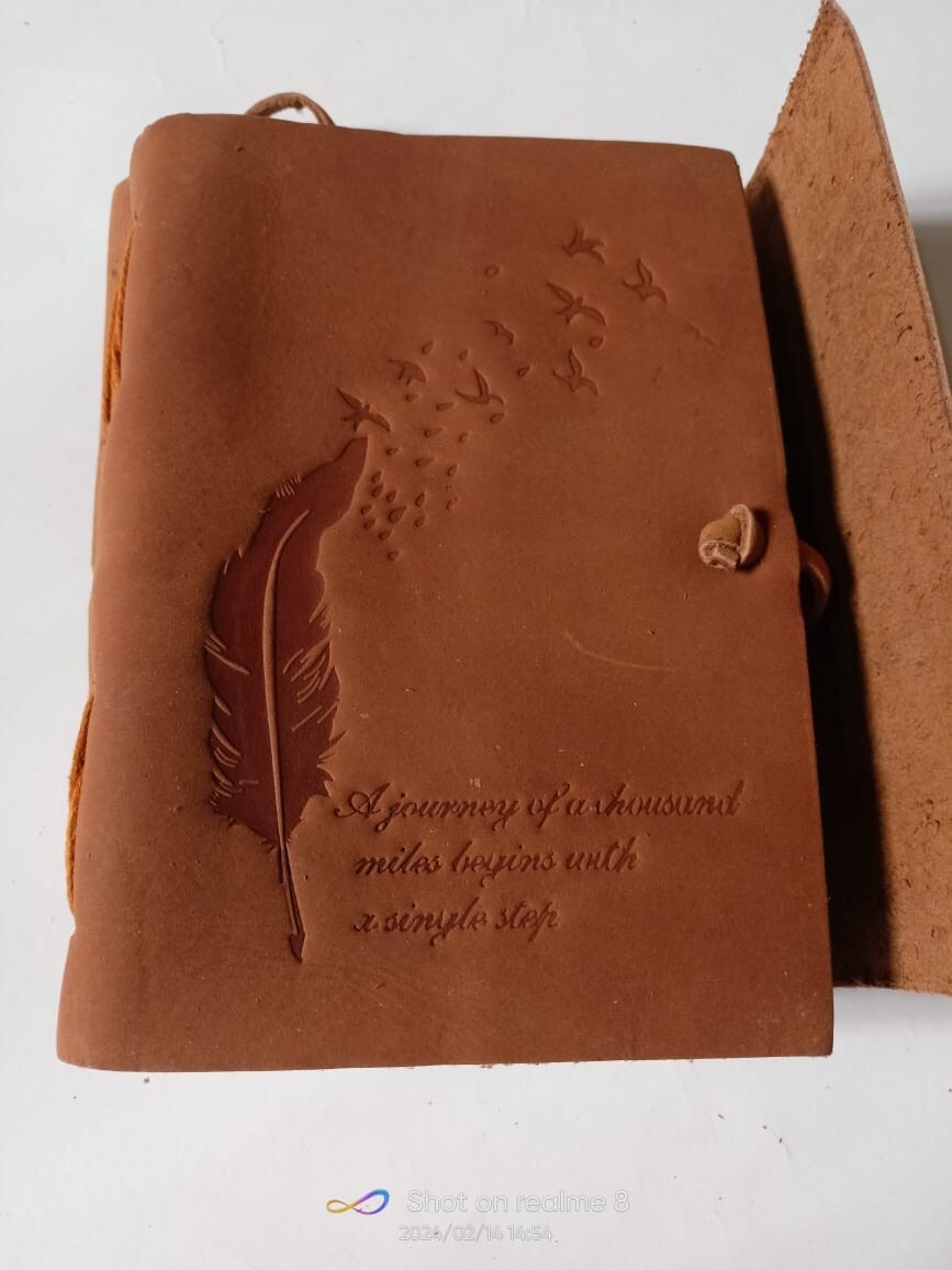 Leather Journal Handmade Leather bound Writing Notebook Custom Recycled Paper fs