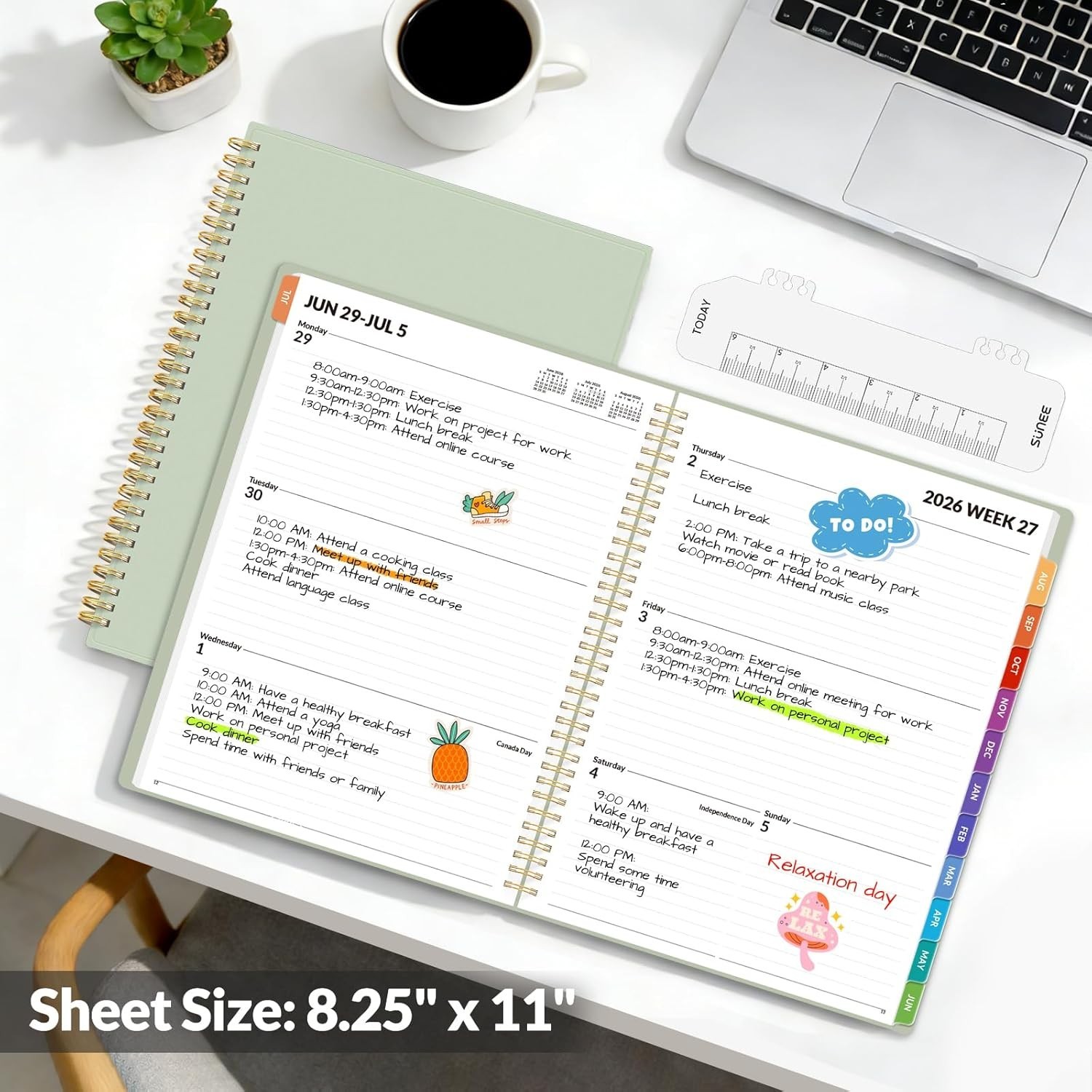 2026-2027 Academic Planner Spiral Bound Student Teacher Organizer 8.5×11 Green