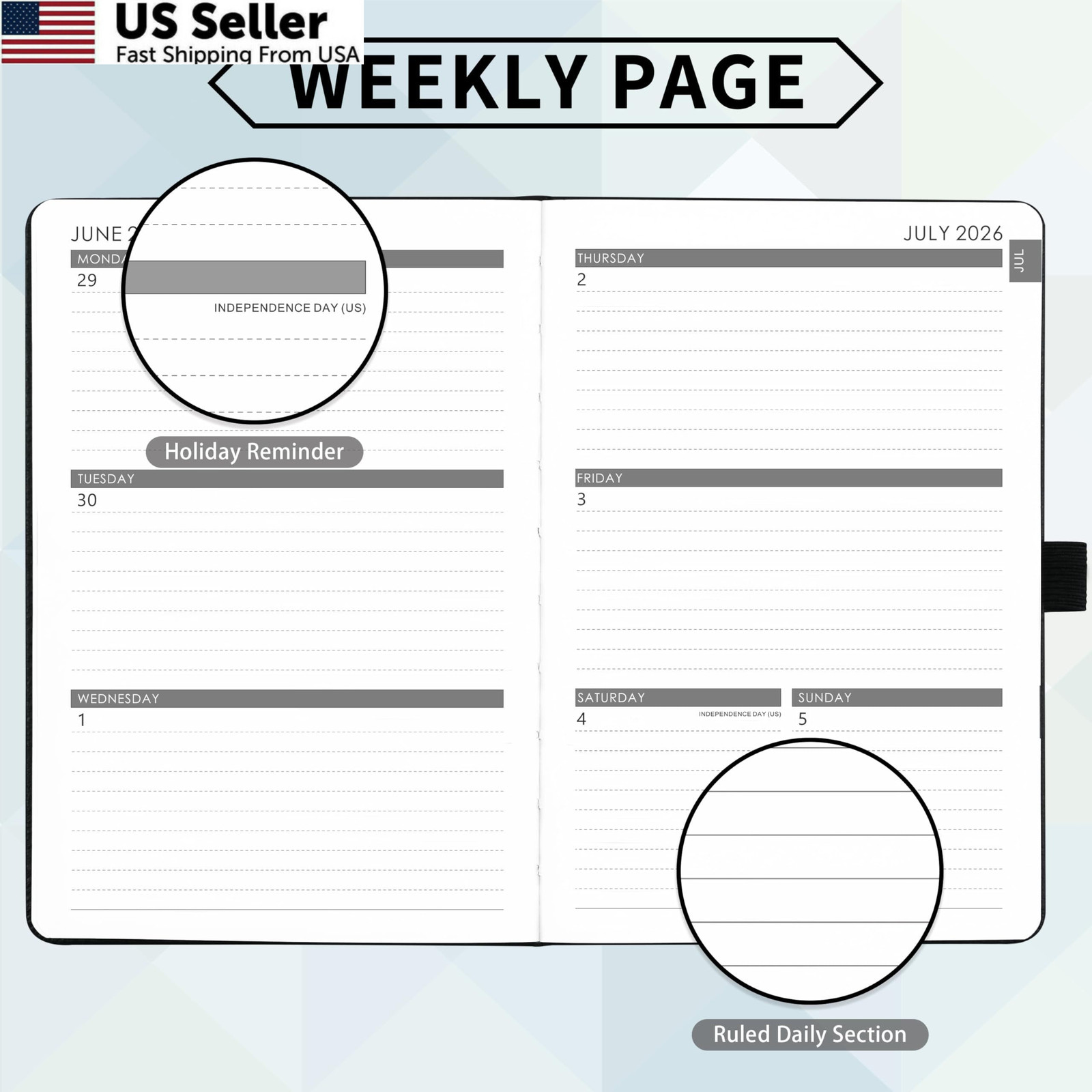 2026-2027 Planner – Academic Weekly Monthly Medium, Black