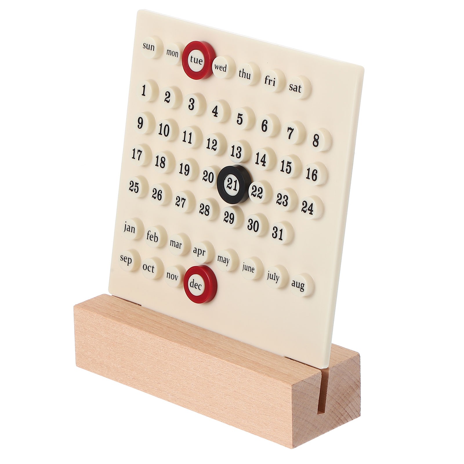 Wood Perpetual Calendar, Desktop Acrylic Calendar Stand Wooden, Beige