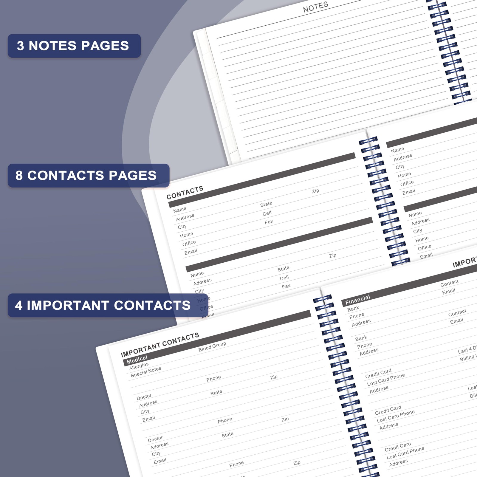 2026-2028 Monthly Planner – Calendar 9″ x 11″, Navy Blue