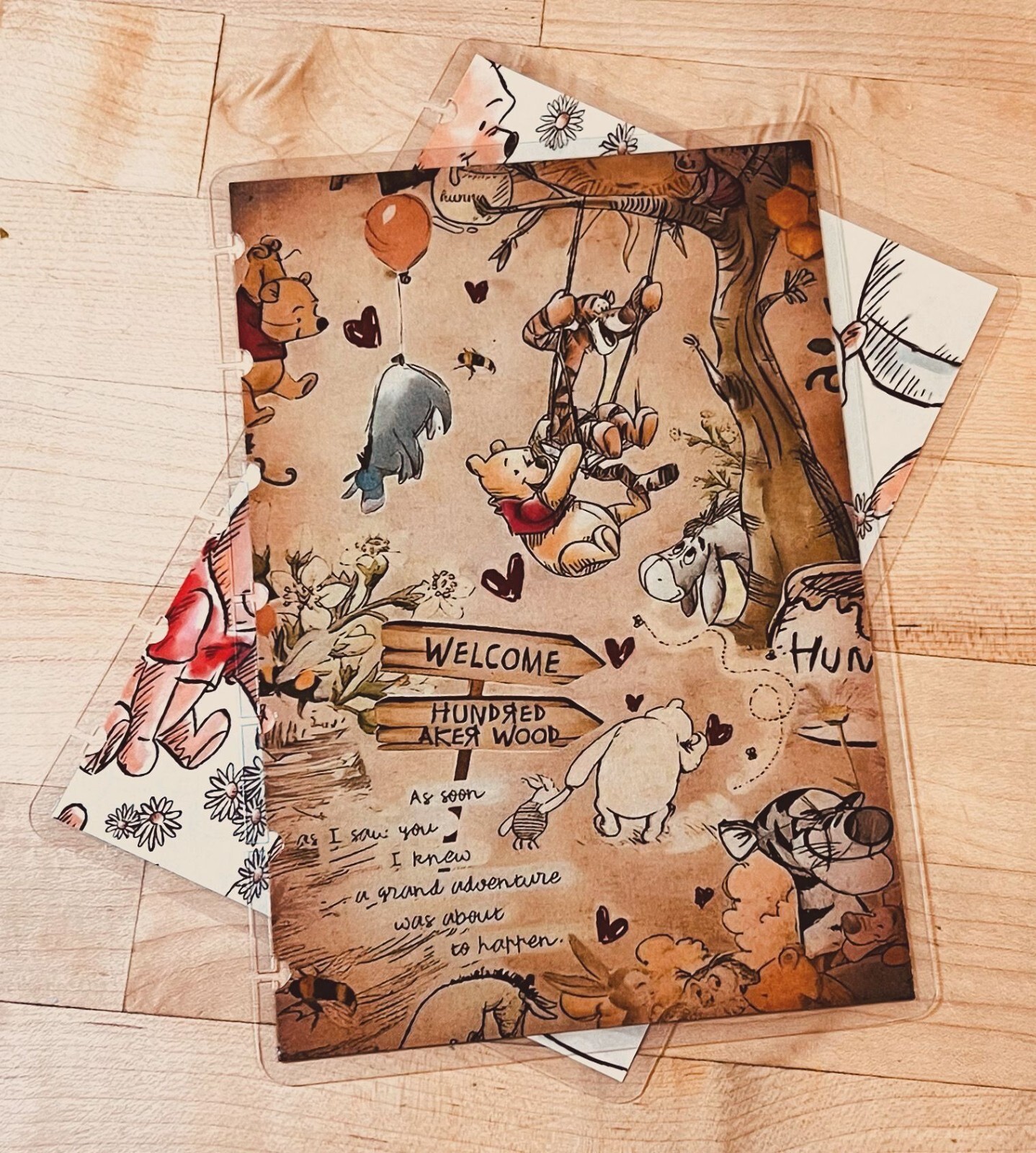 Pooh Welcome to 100 Acre Wood Front/Back Cover Set 4 use w/ MINI HAPPY Planner-