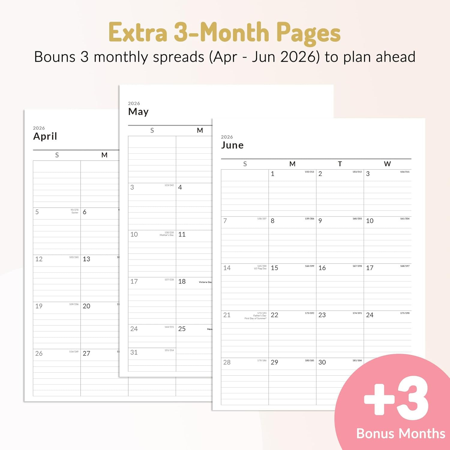 Academic Planner 2026-2027 Weekly Monthly Hardcover 8.5″ x 11″ Pink