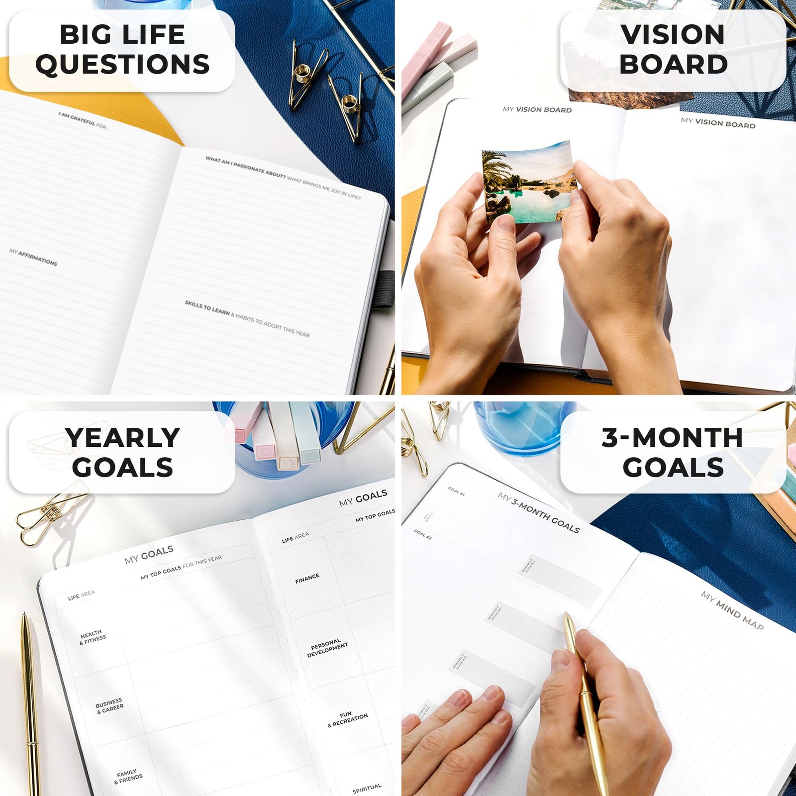 Clever Fox Planner Premium Edition – Undated A5 (5.8” x 8.3”), Silver Black