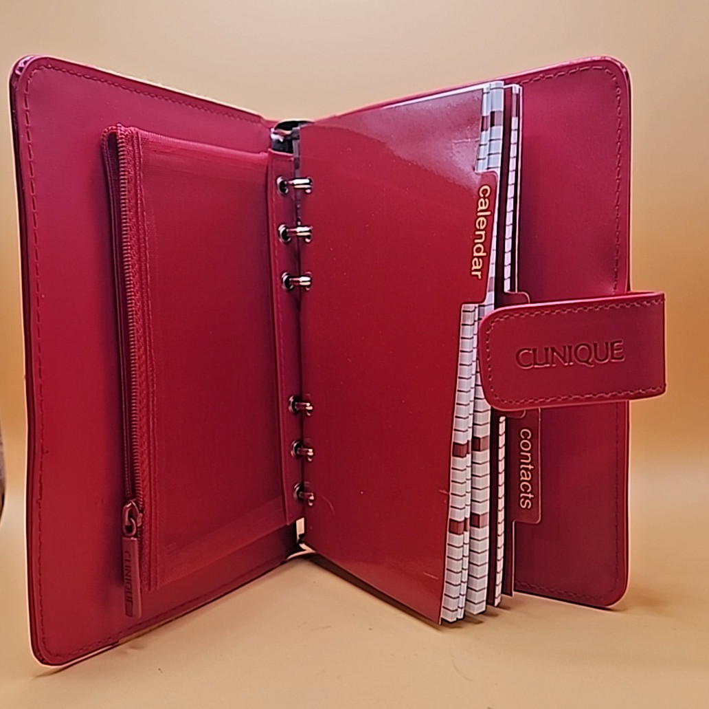Vintage Clinique Planner Address Book Red Leather & Yellow Felt 5.5 x 7.75