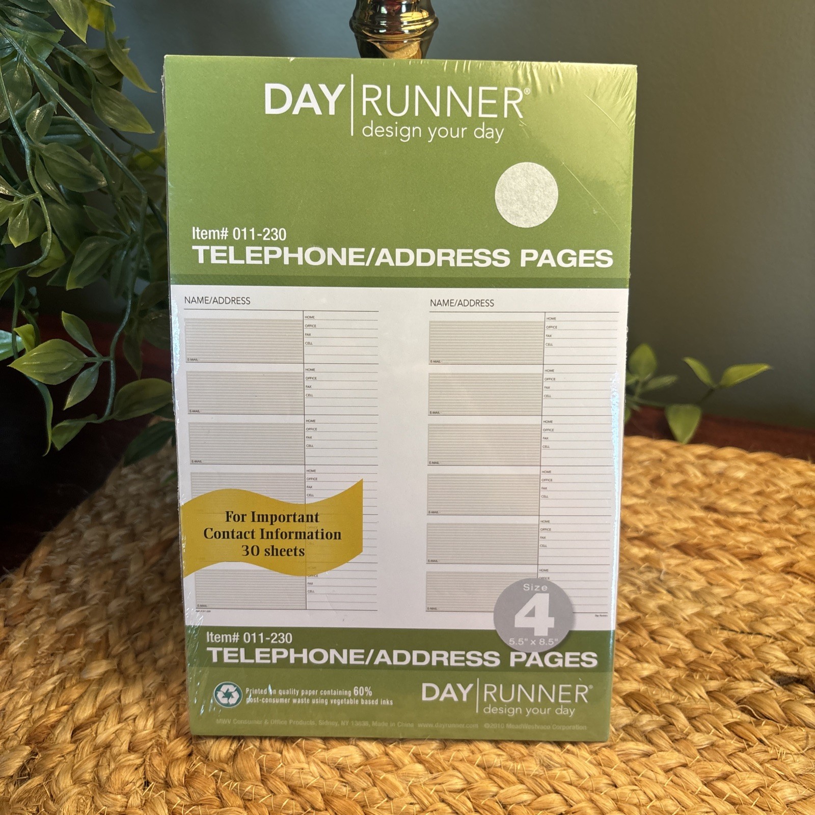 Day Runner Refills Item # 011-230 Telephone & Address 30 Pages 7 Rings NOS