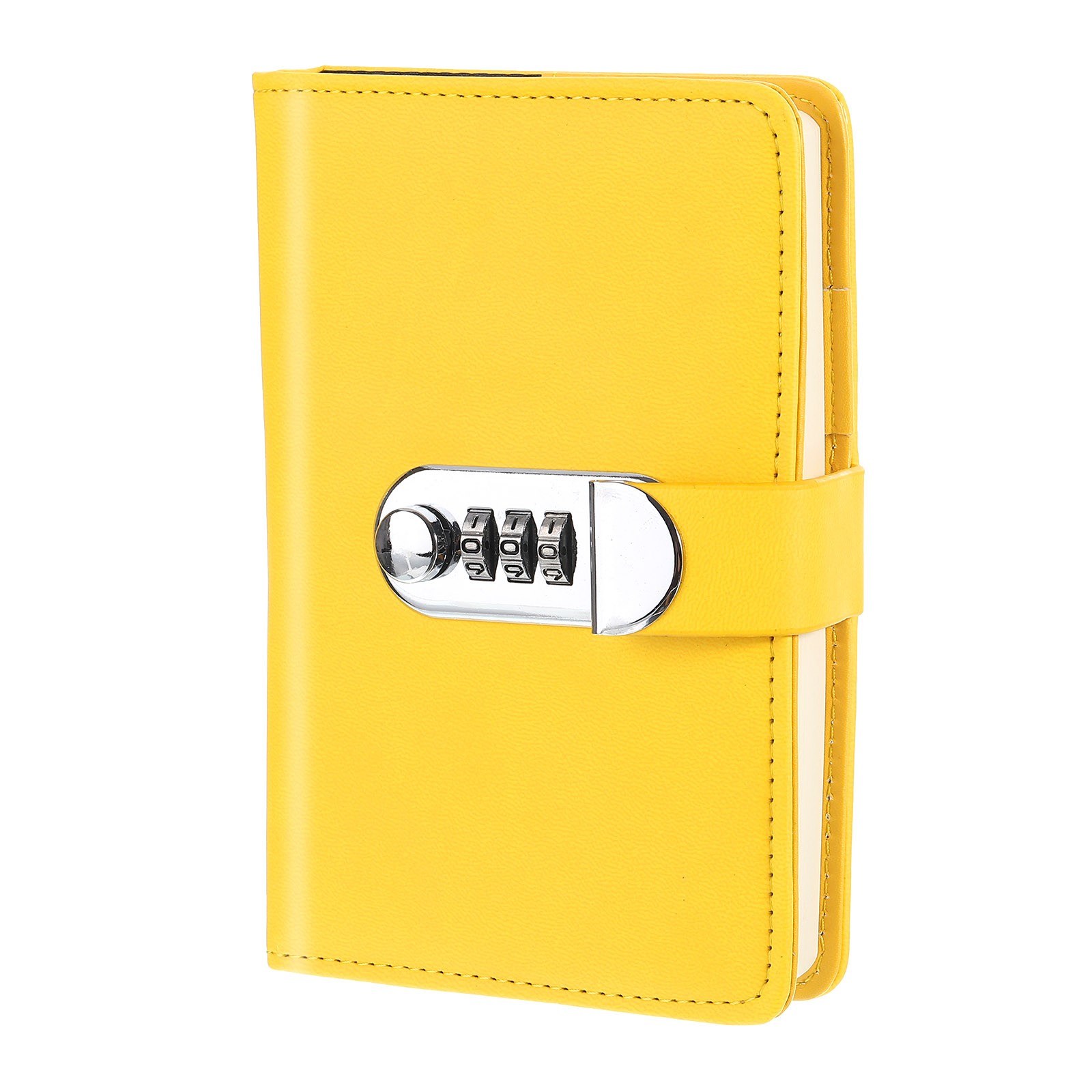 A6 Diary with Lock, Journal with Lock Cute Leather Notebook Journal, Yellow