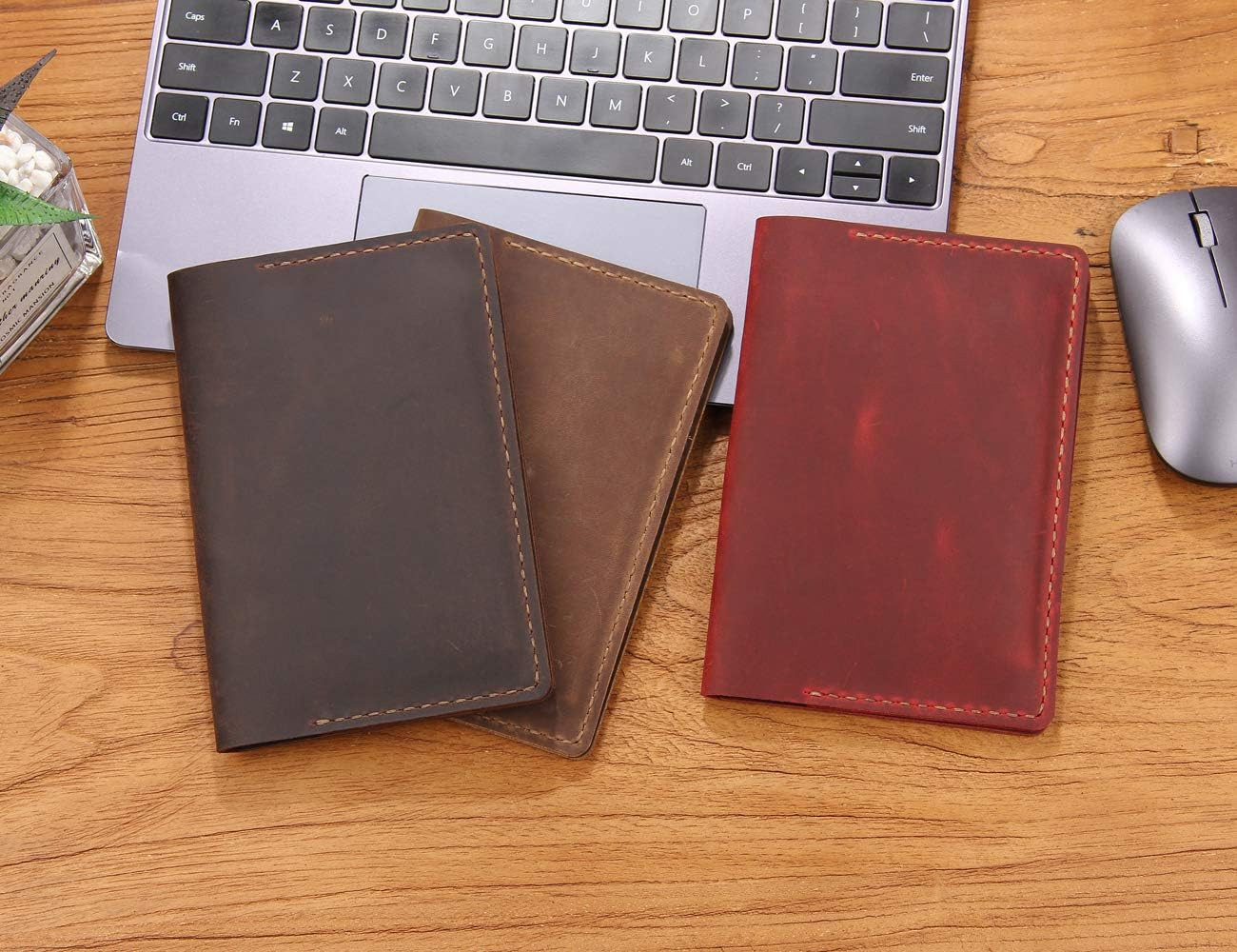 Leather Journal Cover for 3.5″ X 5.5″ Pocket Size Notebook with Pen Loop, Leathe
