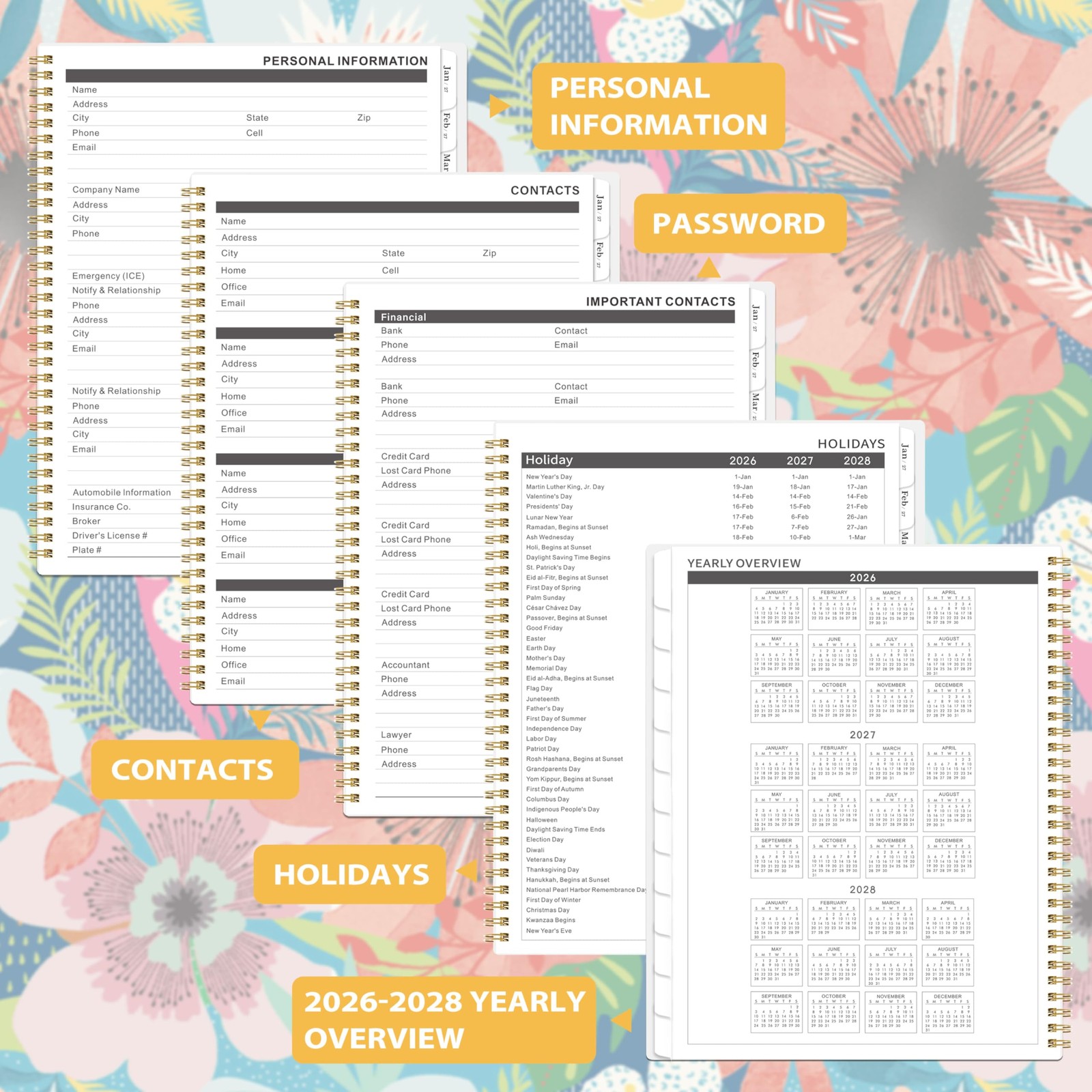 Monthly Planner 2026-2028 – 2 Year 2026-2028, 9″ x 11″, Multicolor