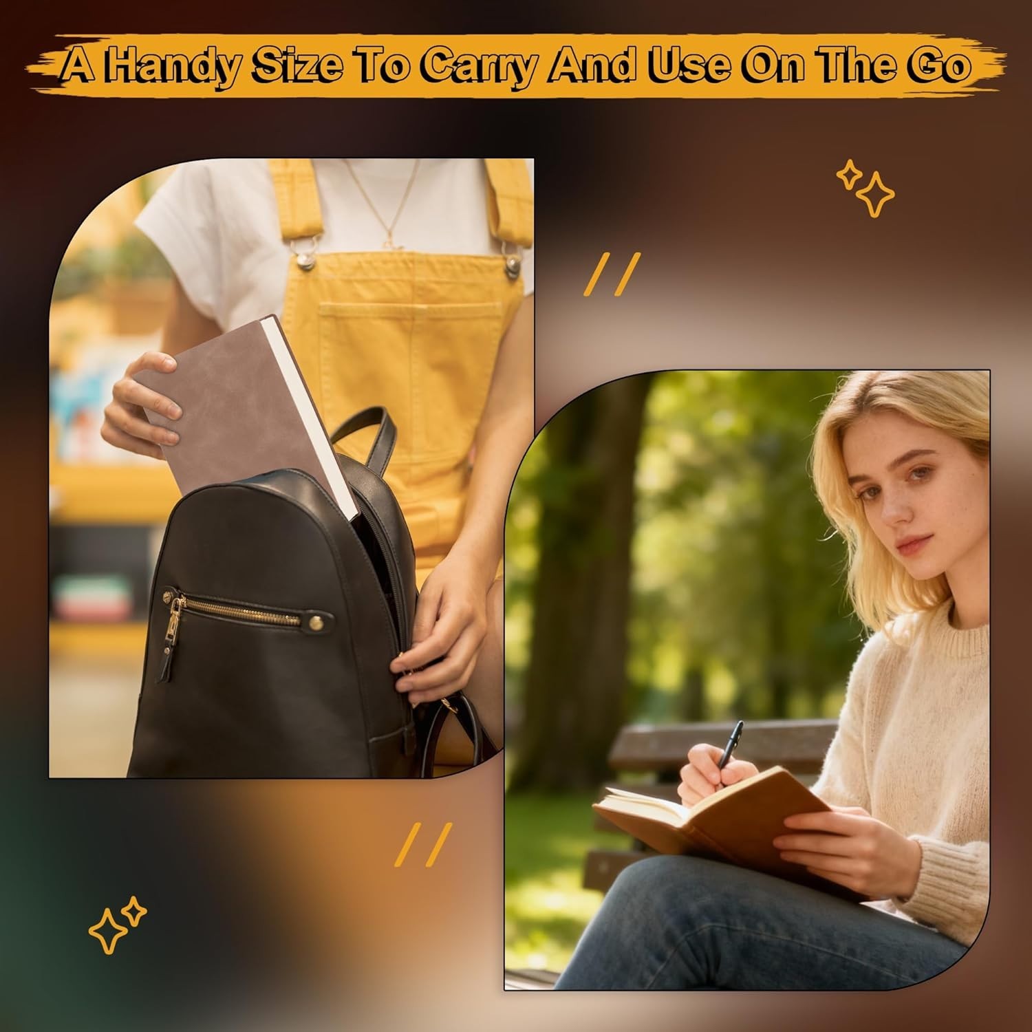 Luxury 3.9×5.5 Blank Journal: Waterproof Leather Cover, 400 Pages for Creativity