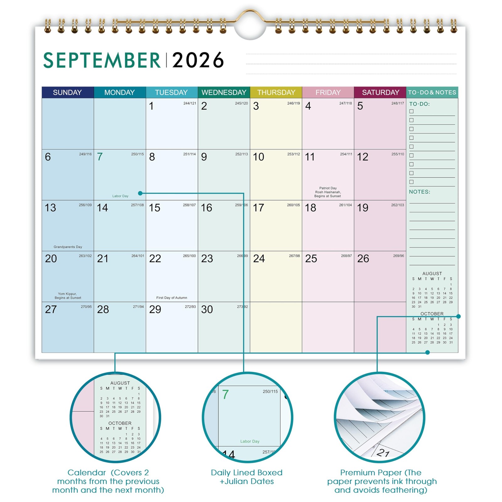 Calendar 2026-2027 – Wall Calendar 2026-2027, Jul.2026 – Dec.2027, 11″ x 8.5″…