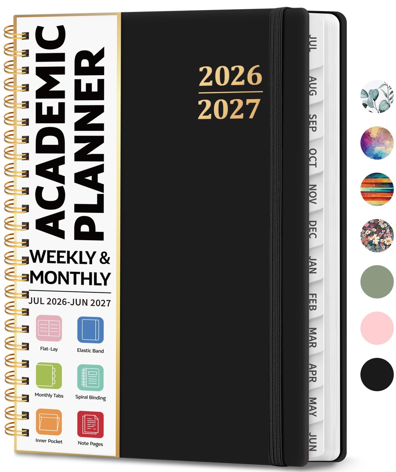 Academic Planner 2026-2027, Weekly and Monthly (6.4″x8.5″) A5, A.Black