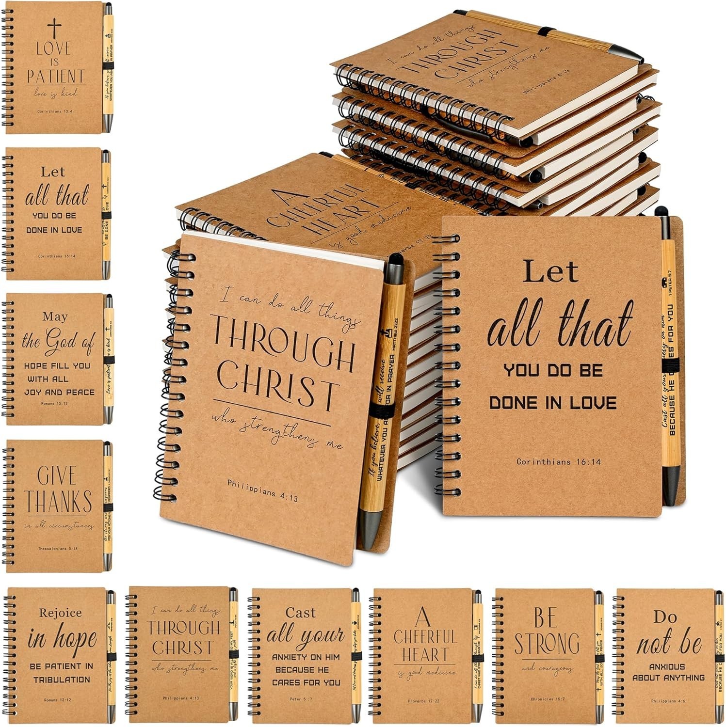 60 Bulk Christian Spiral Notebooks with Pens – Perfect Gifts for All Occasions
