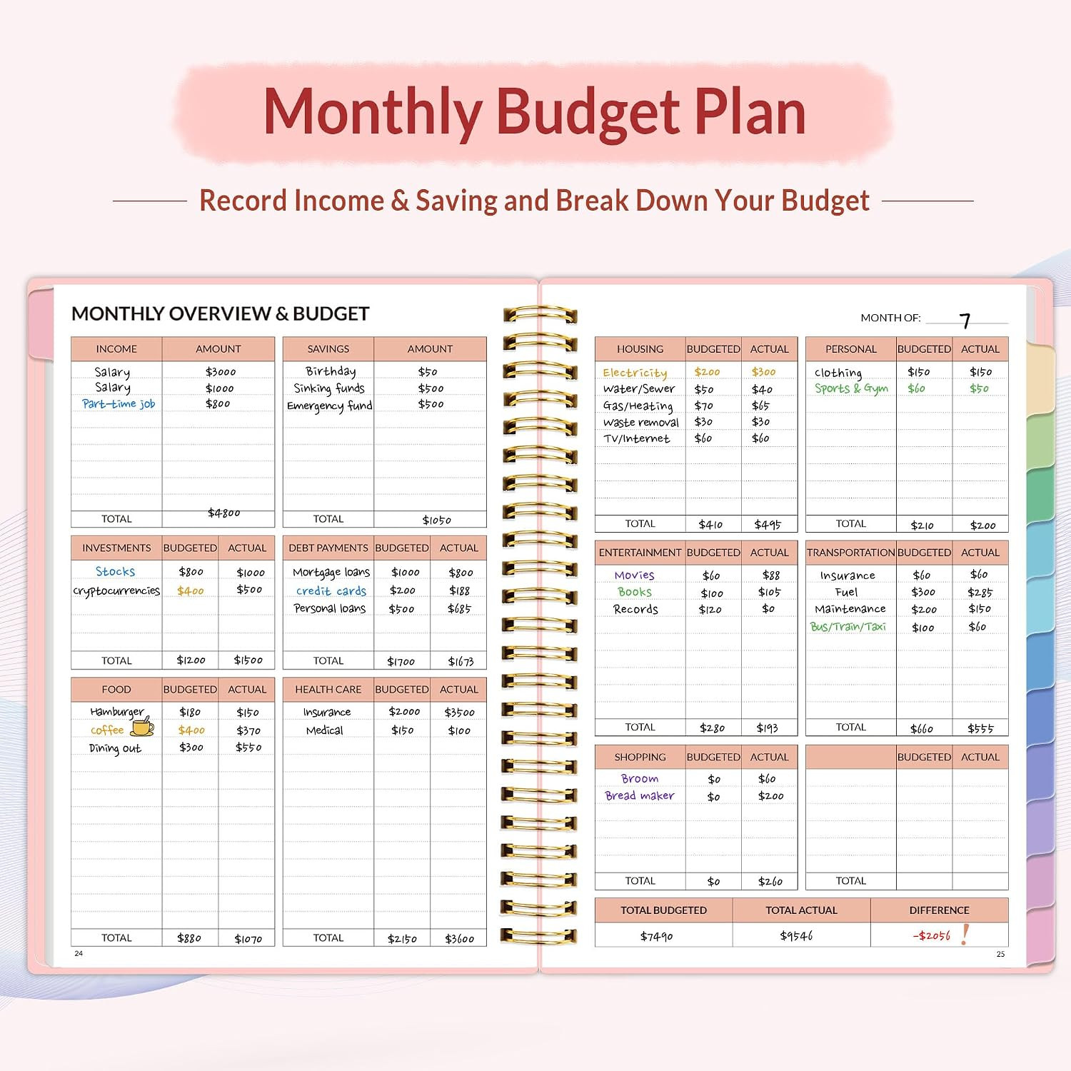 Budget Planner – Monthly Budget Book with Expense Tracker Notebook, Undated 1…
