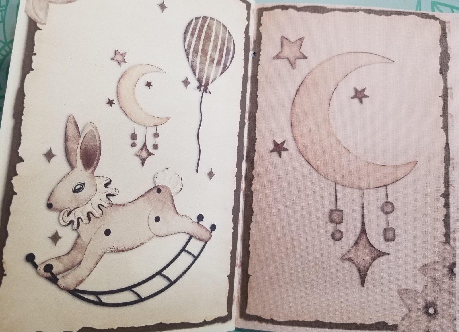 Junk Journal Blank Booklet “BABY BOY” HANDMADE Baby Album, LG 8.5″x5.5″ 40pgs