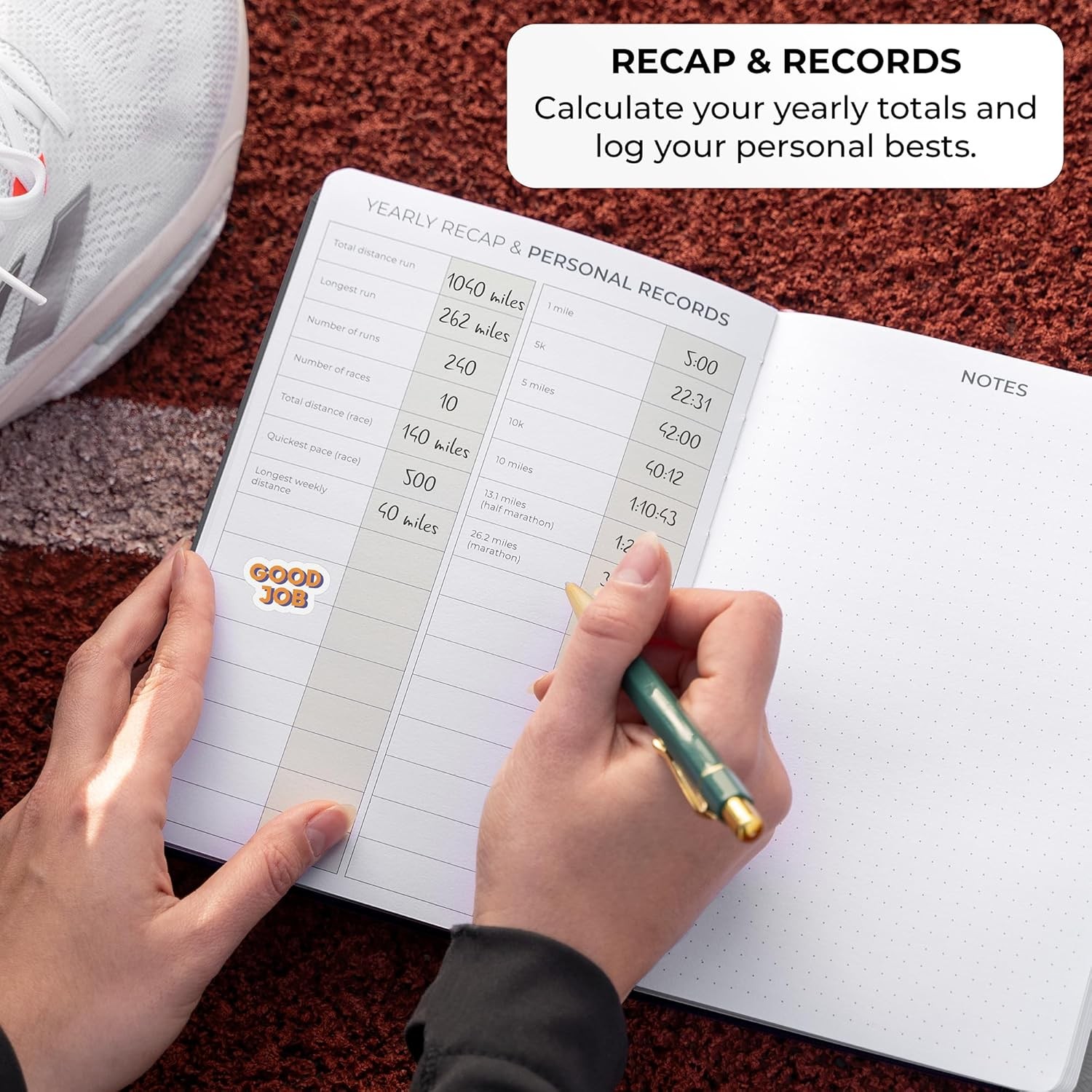 Clever Fox Running Log Book – A5 (5.8'' x 8.3''), Gray