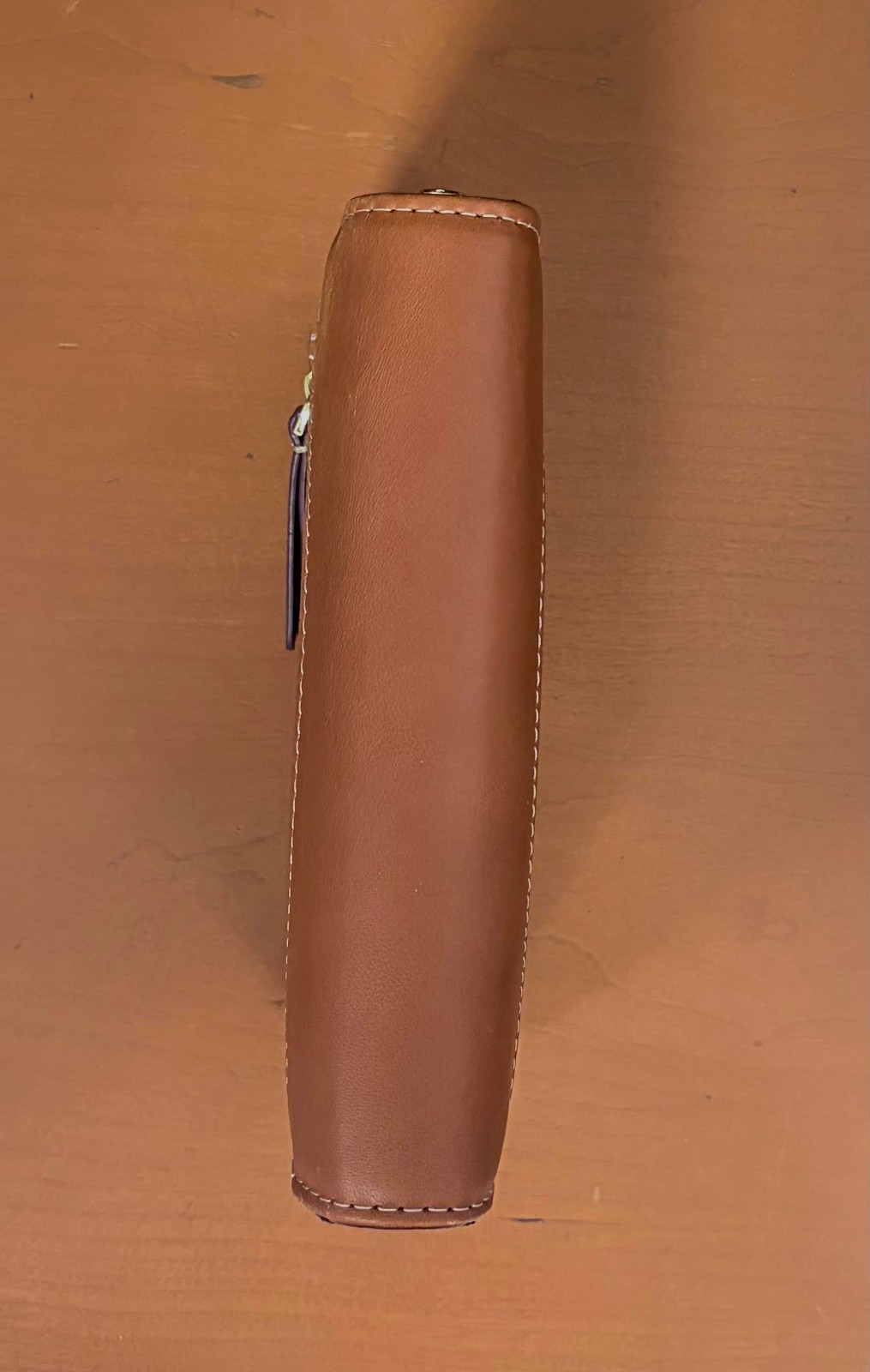 Pocket Franklin Covey Libby Leather Binder | Burgundy/Tan | .875” Rings