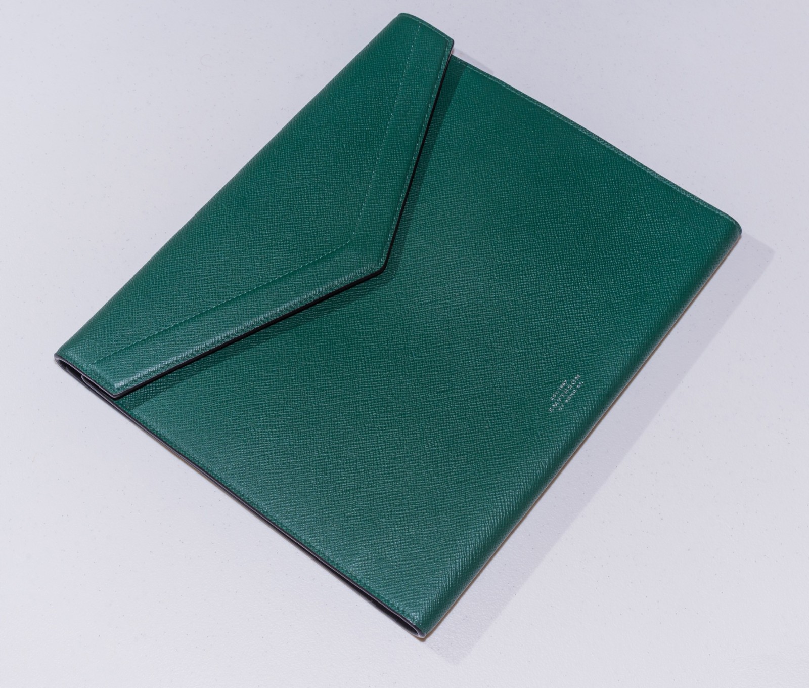 New Smythson Green Leather Panama A4 Writing Zipper Folder Portfolio