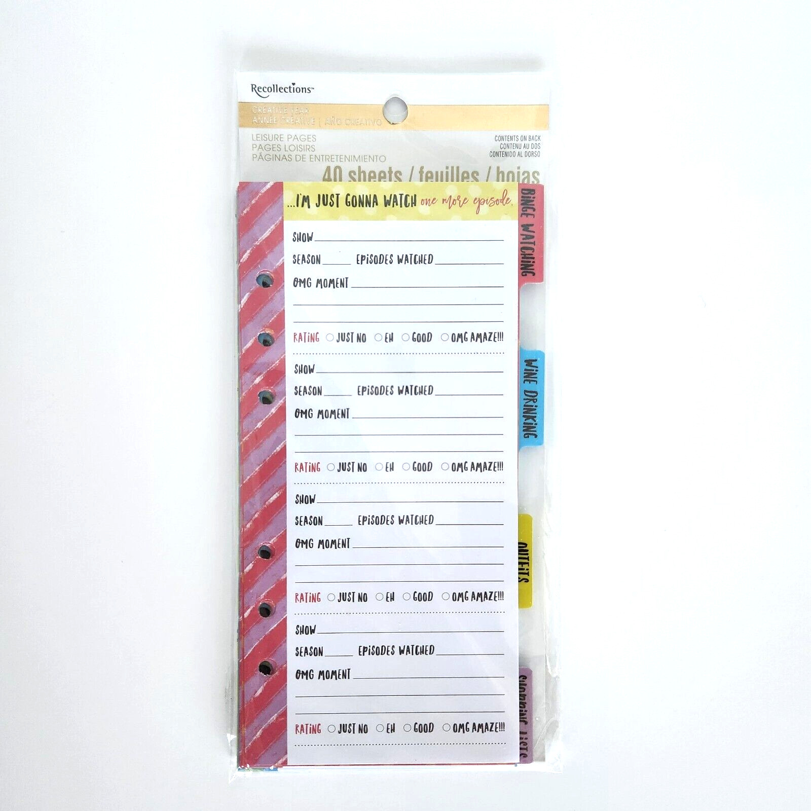 Recollections Creative Year Planner Leisure Pages INSERTS W Dividers 40 Sheets