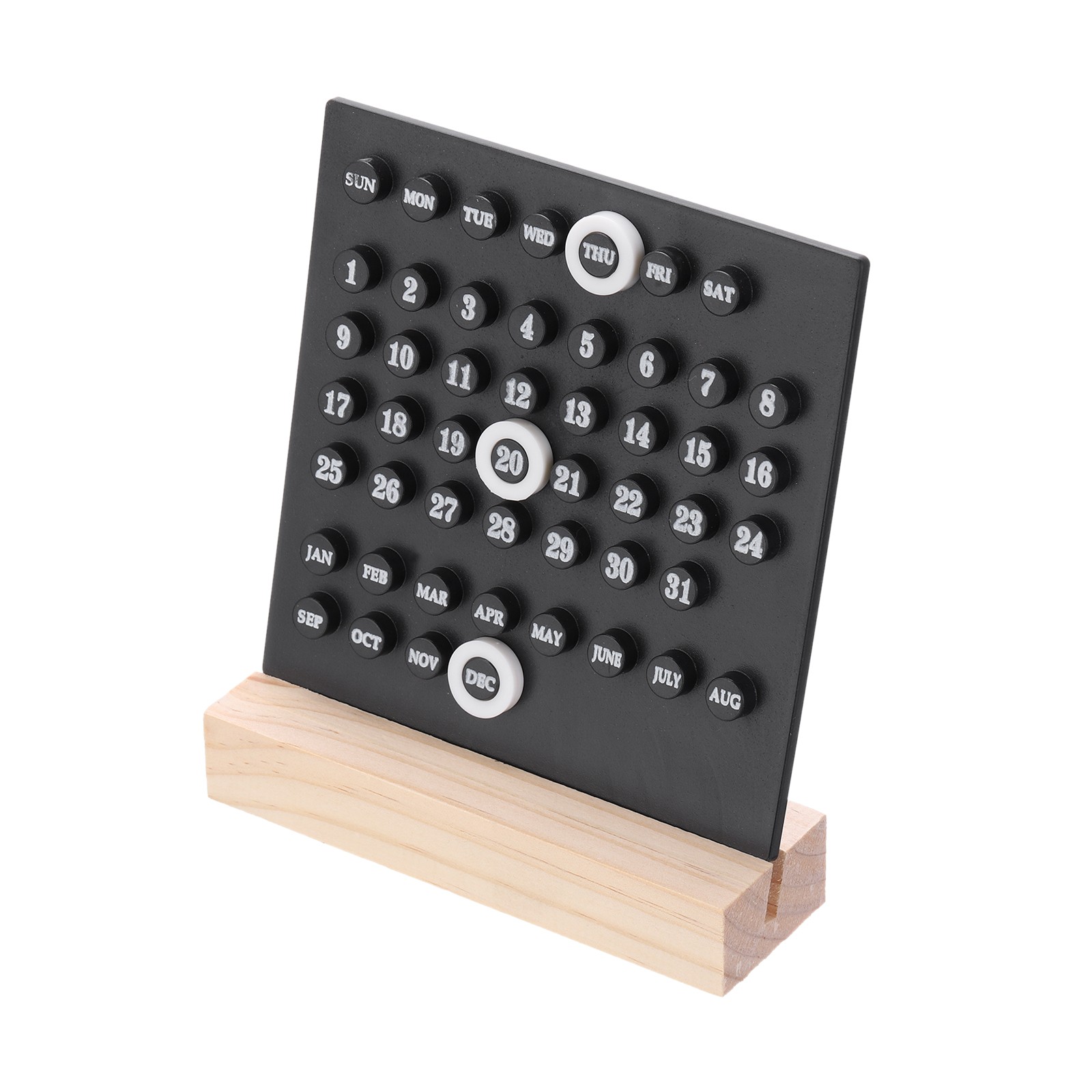 Wood Perpetual Calendar Desktop Acrylic Calendar Stand Black