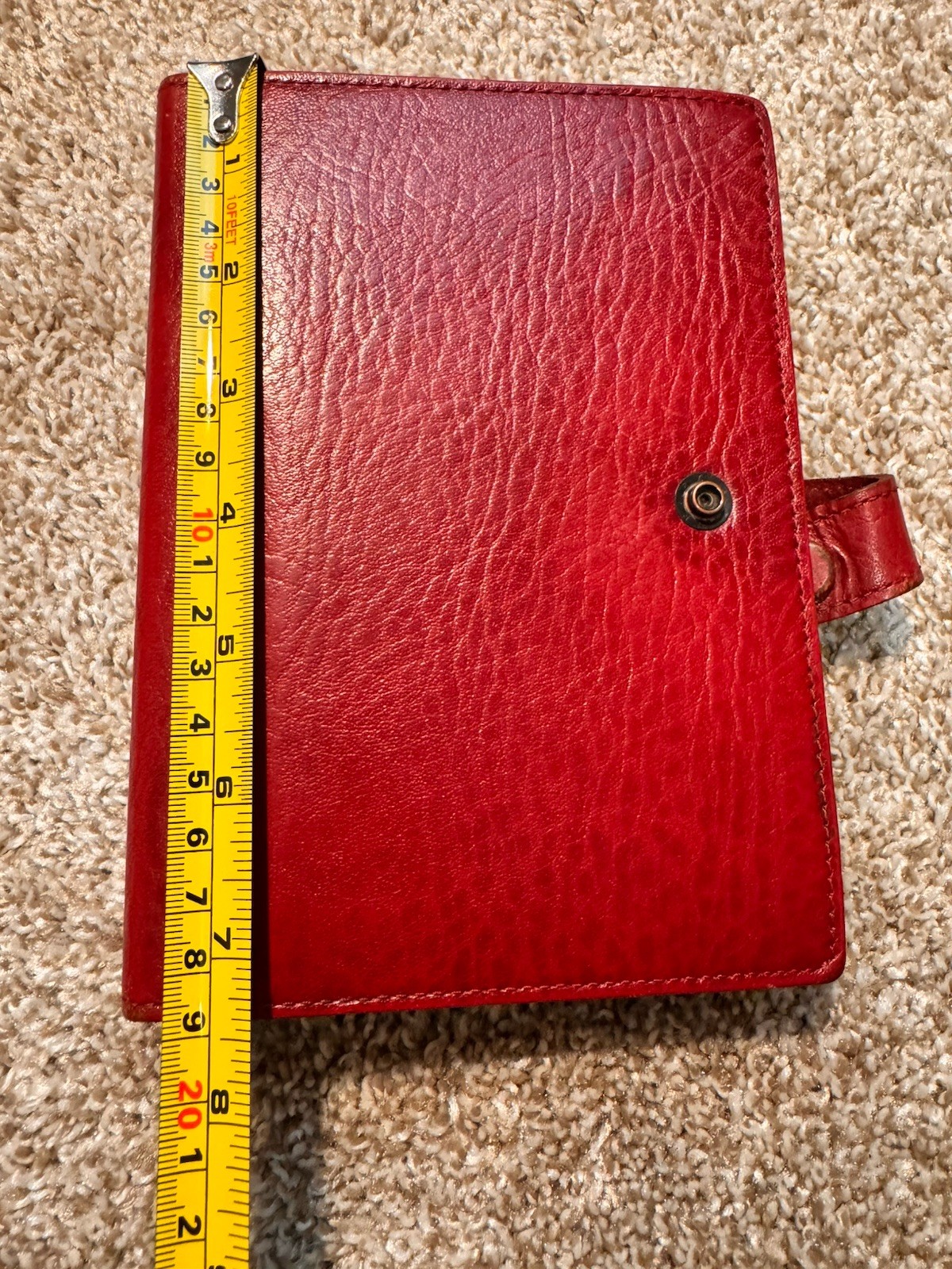 Vtg Day Runner Red Genuine Leather Planner 6-Ring Binder Compact Organizer + Tab