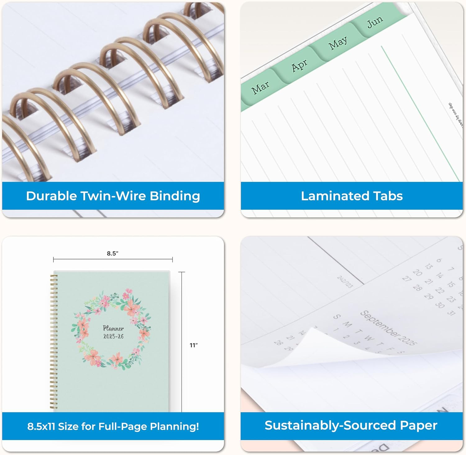 Weekly and Monthly Academic Year Planner Calendar, July – June, Flexible Cover,