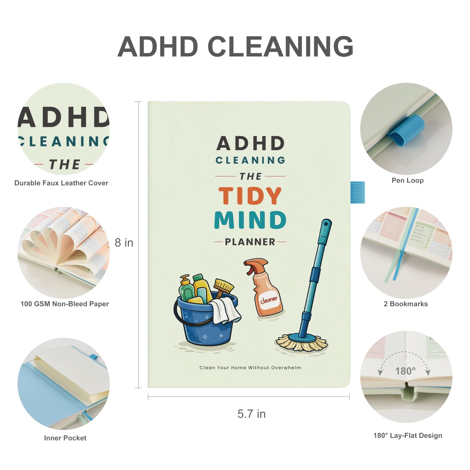 And Se Cleaning Planner, Undated Daily Weekly Monthly Household Chore Organizer