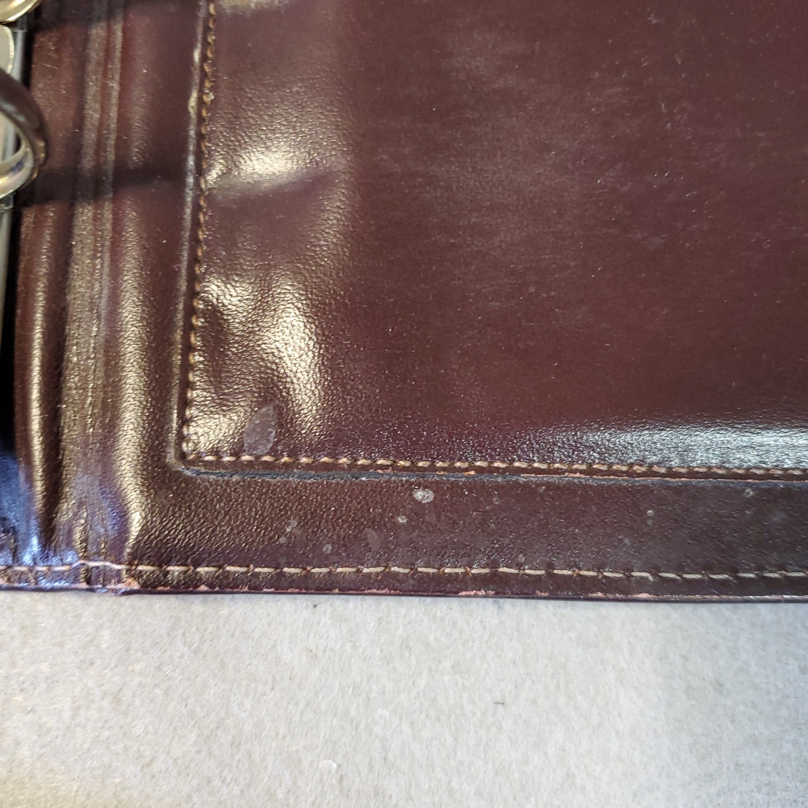 Franklin Full Grain Leather Day Timer Planner 7 Ring Red Brown Binder Vtg *READ*