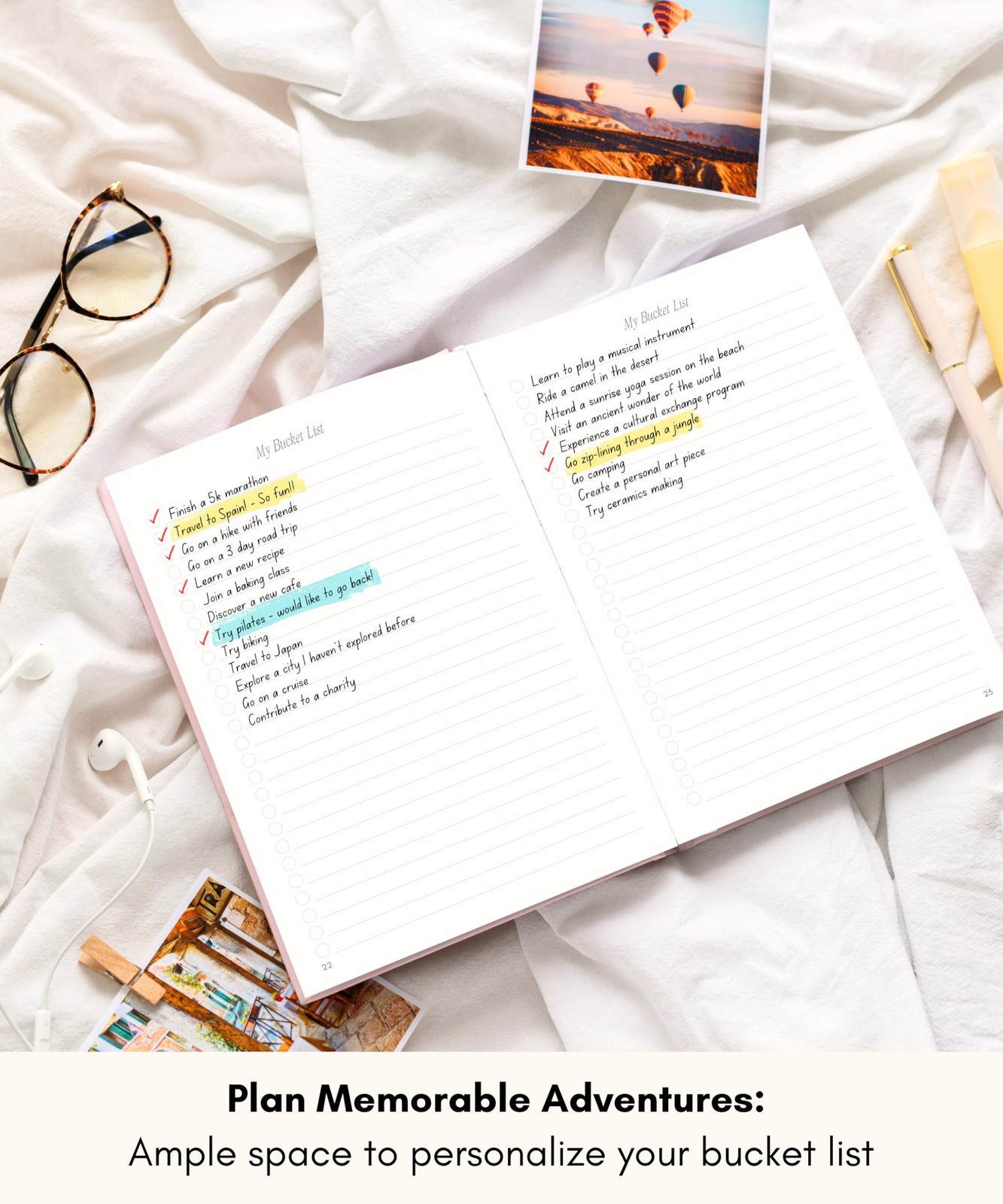 Lamare Bucket List Journal with Guided Prompts – 200+ Ideas to Dream, Blue