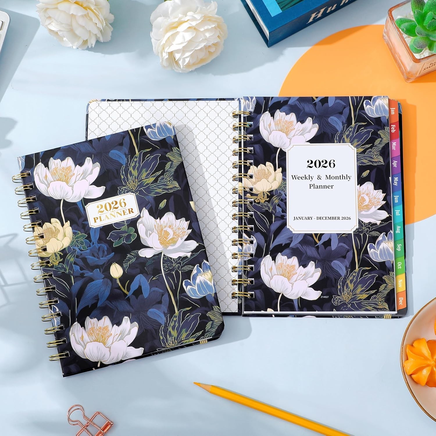 2026 Weekly & Monthly Planner Jan–Dec, 6.4×8.5 Hardcover with Tabs & Pocket