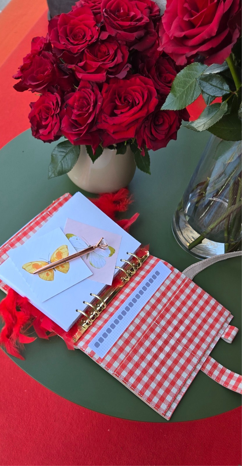 Red Leather notebook cover A5. Red leather weekly planner just 1 in the world