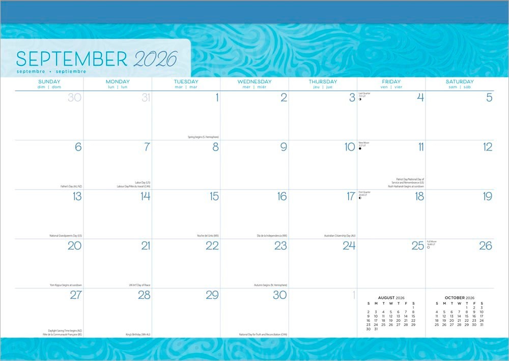 Seaside Currents | 2026 17×12 Inch Monthly Desk Pad Calendar