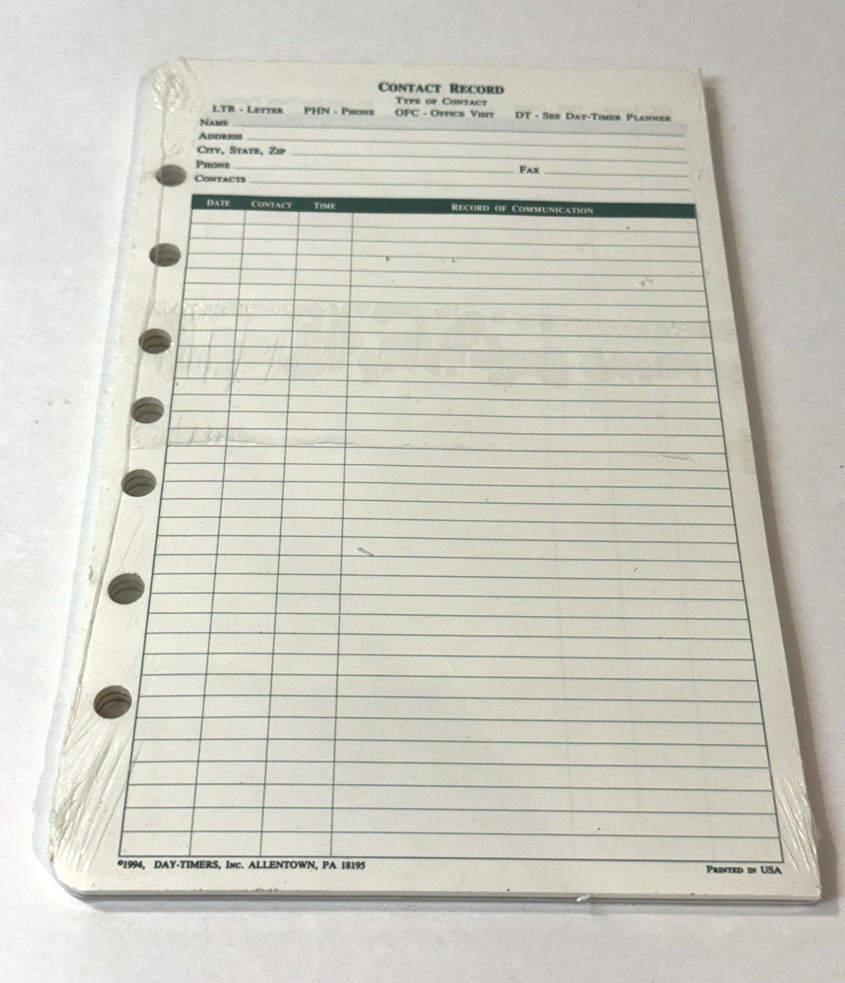 VTG Daytimer 1994 Refills Lot Lined Pages Project Contact Pages Blank Tabs NOS