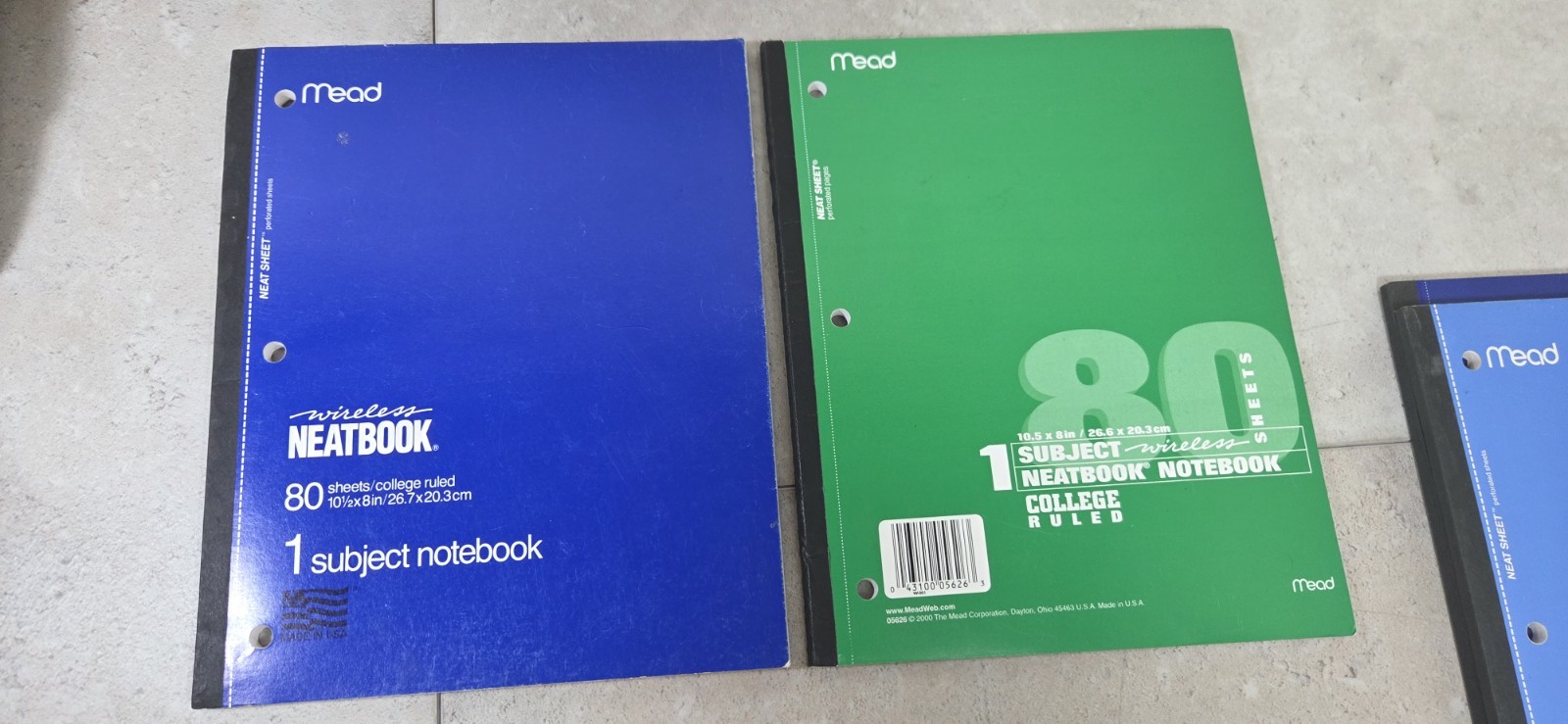Mead LOT (4) 3X 05626 – 1X 05222 Neatbook 80-Page 8 x 10-1/2-Inch College-Ruled