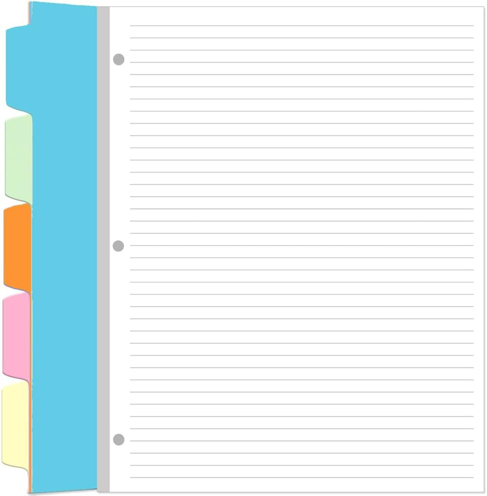 A5 Refill Paper – 6 Hole Planner Inserts for A5 Binder, 200 Pages 6 Ring Loose L