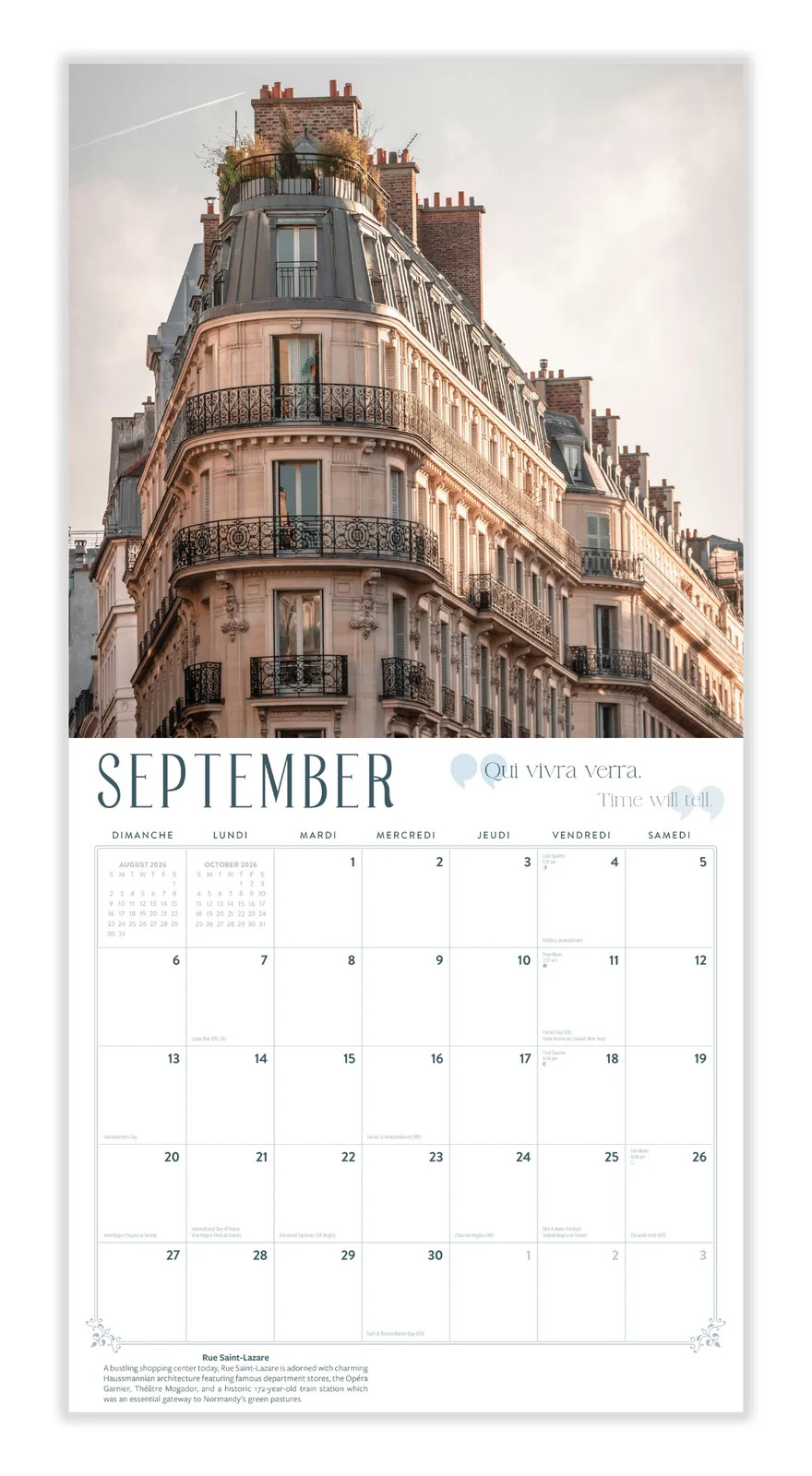 Paris Calendar 2026 | 12″ x 24″ 12 Month Calendar | Marble City Press