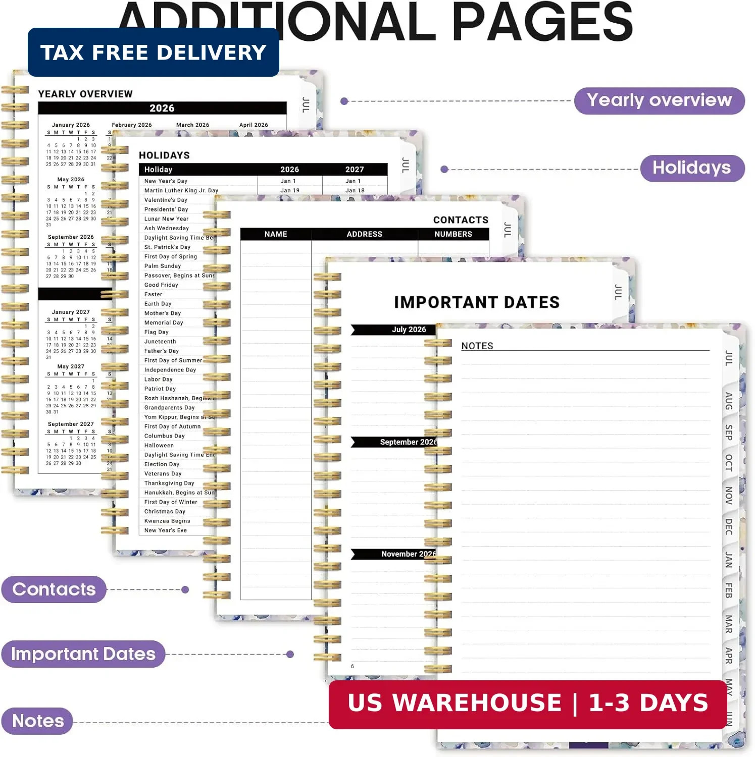 Planner 2026-2027, Academic Year Monthly & Weekly Calendar Book, Jul 2026-Jun 20