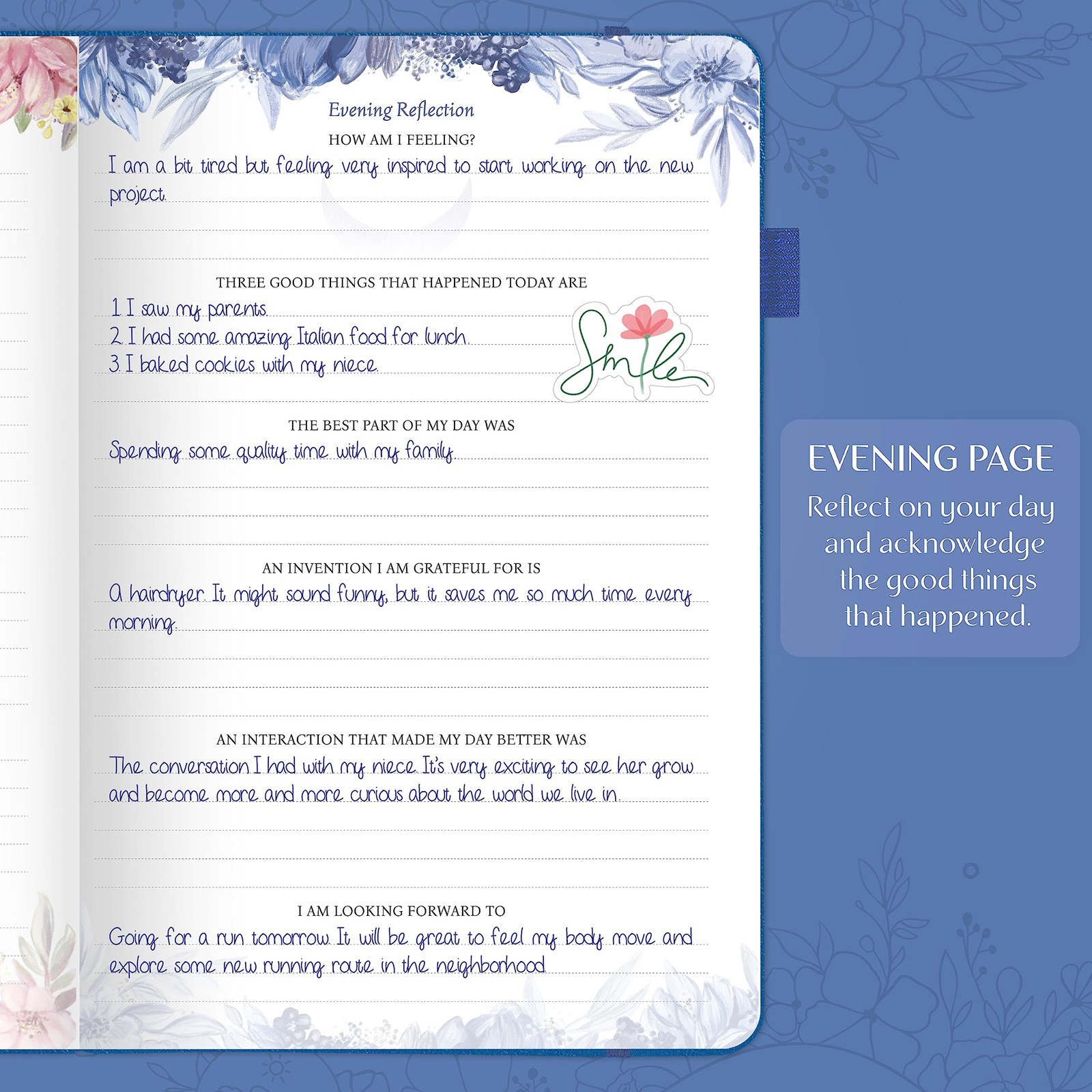 Legend Gratitude Journal – Guided A5 (5.8” x 8.3”), Mystic Blue debossed