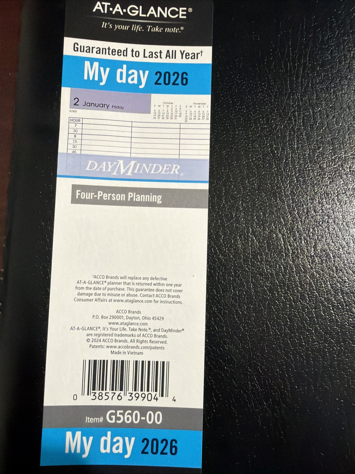AT-A-GLANCE Daily Appointment Book 2026 Planner 8″ x 11″, Large Black (G5600026)