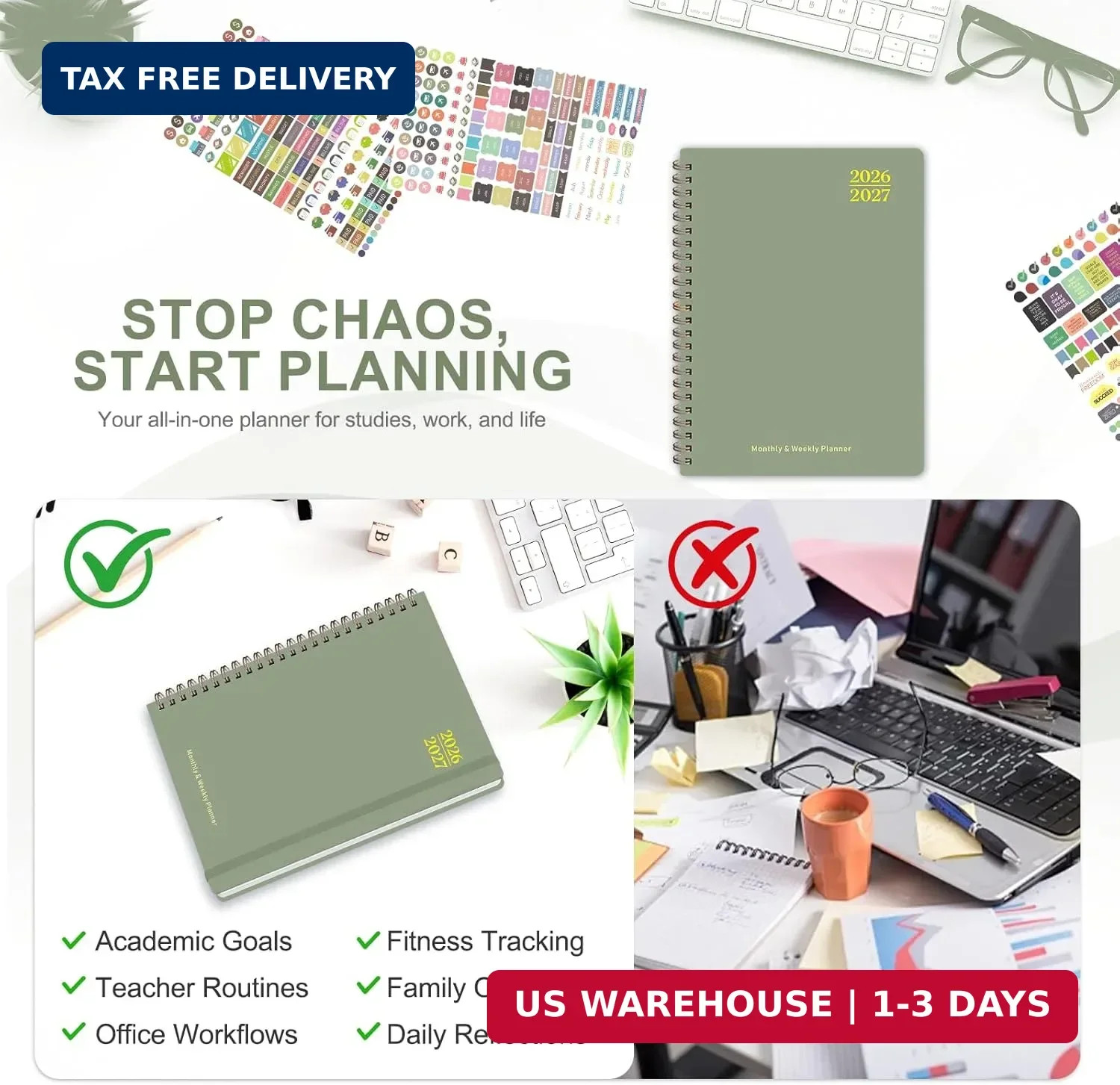 Planner 2026-2027, Academic Weekly and Monthly Calendar Planner, July 2026 – Jun