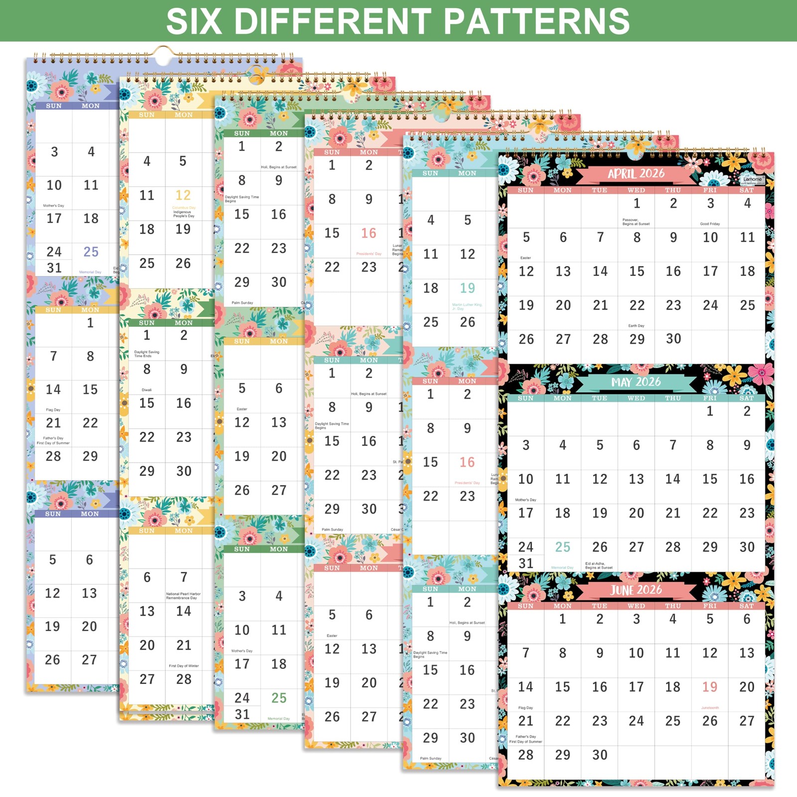 Calendar 2026-2027 – MAY 2026 – JUNE 2027, 3 Month Display Black