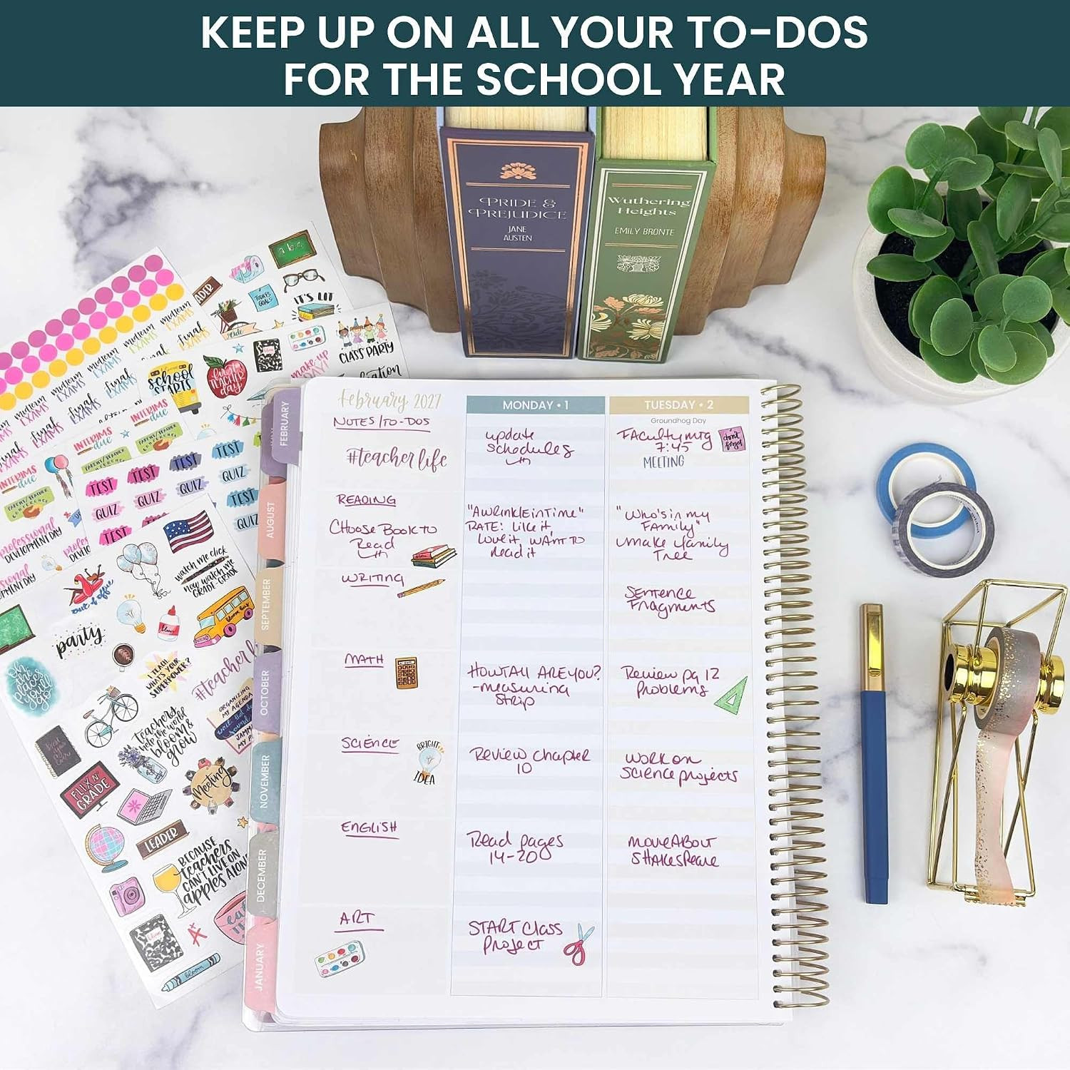 Vintage Teacher Planner Stickers – School Themed Planning Stickers for Teachers,