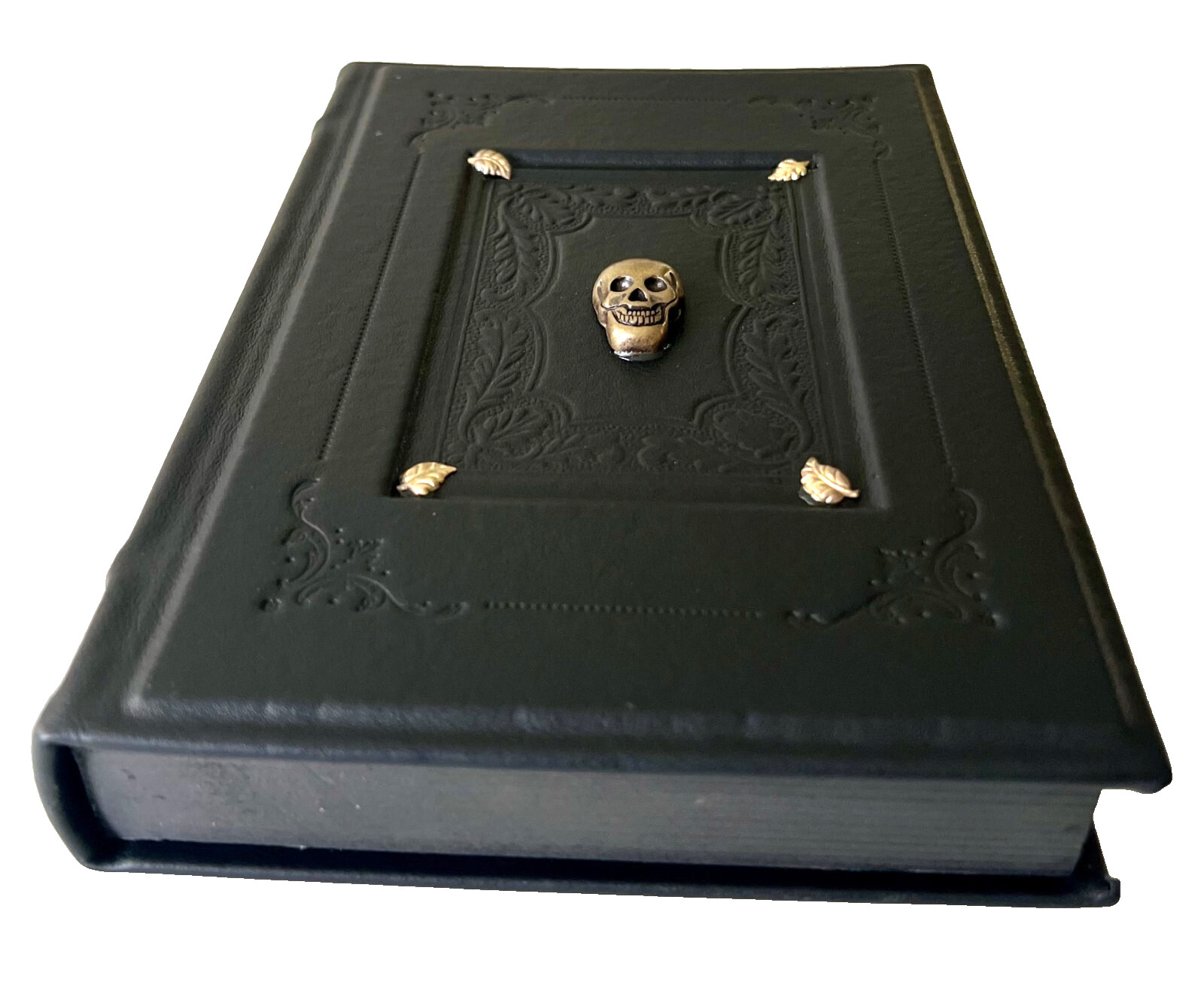 Ornamented Skull Mounted Handcrafted Italian Gothic Leather Journal, NEW!