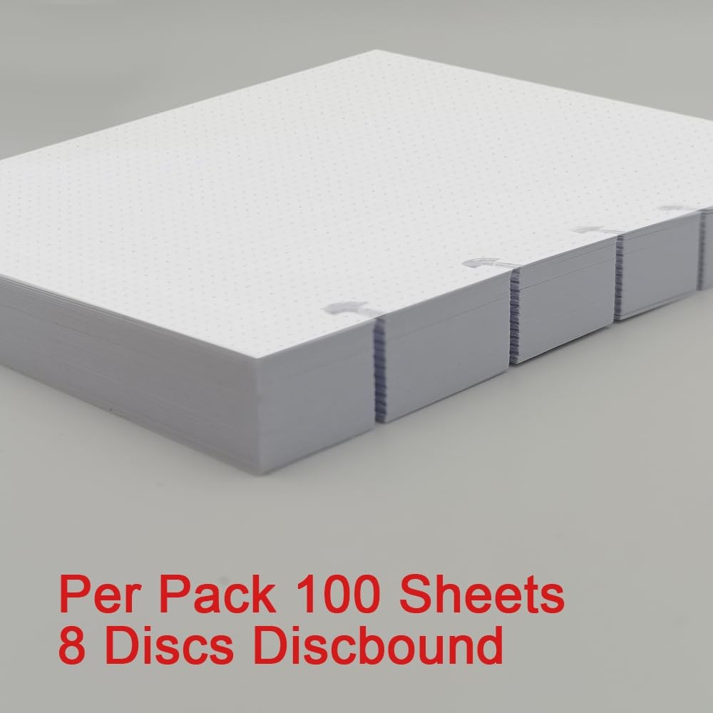 3 PCS Junior TUL Discbound Dotted Refill Paper 8Disc 300 Sheets 5.8×8.2 Inch