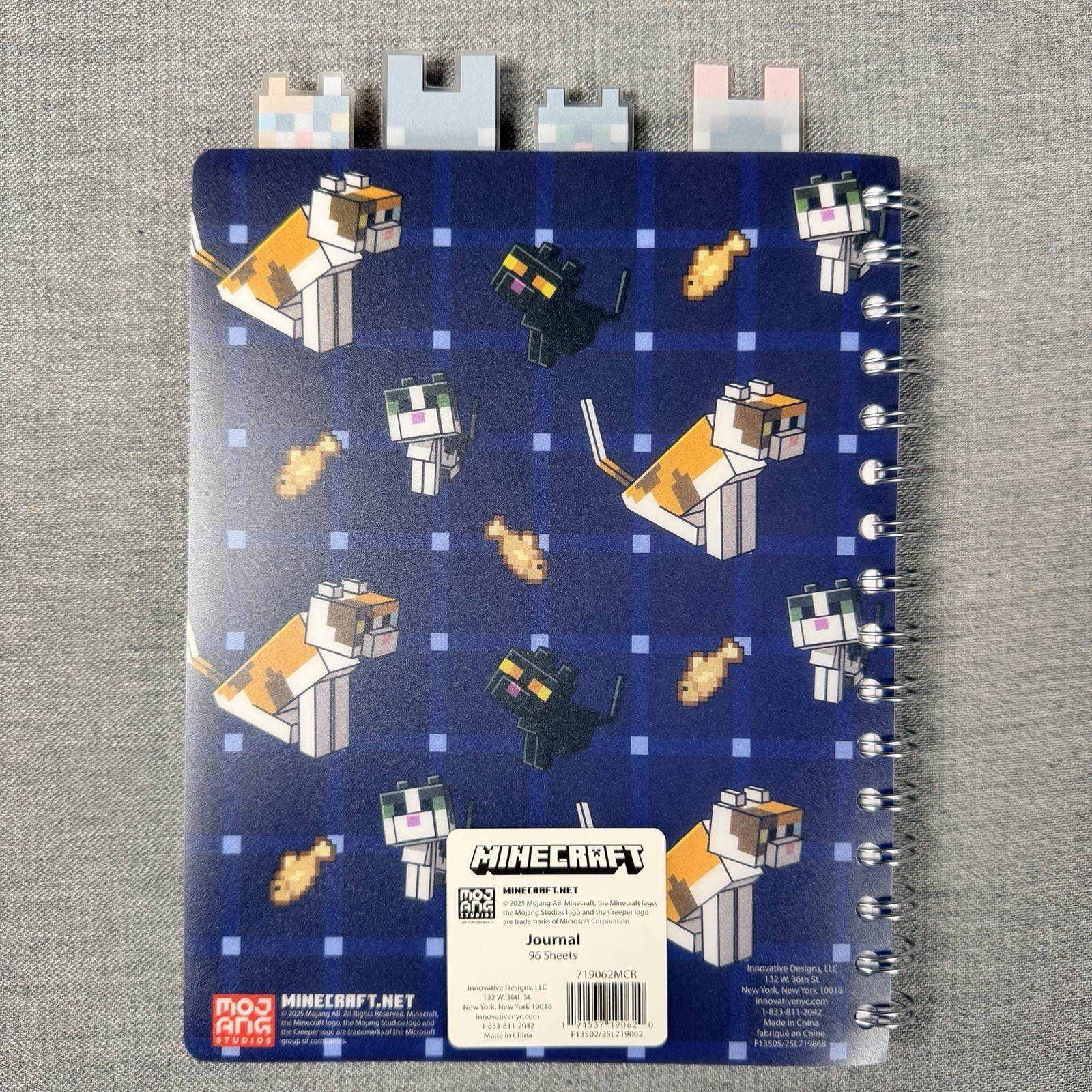 Minecraft Journal 4-Tab Vinyl Spiral Notebook Journal, 96 Sheets 8.5″ H x 6.5″ W