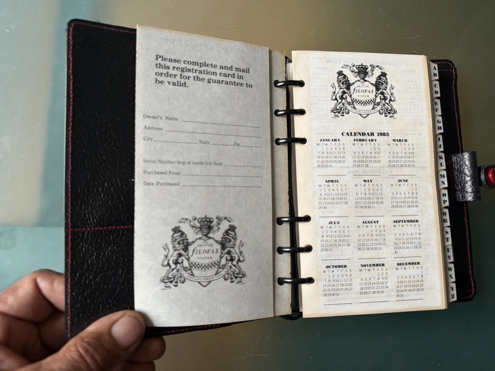 NOS 1985 Filofax “British Filofax System” Calf Leather Made In England Deadstock