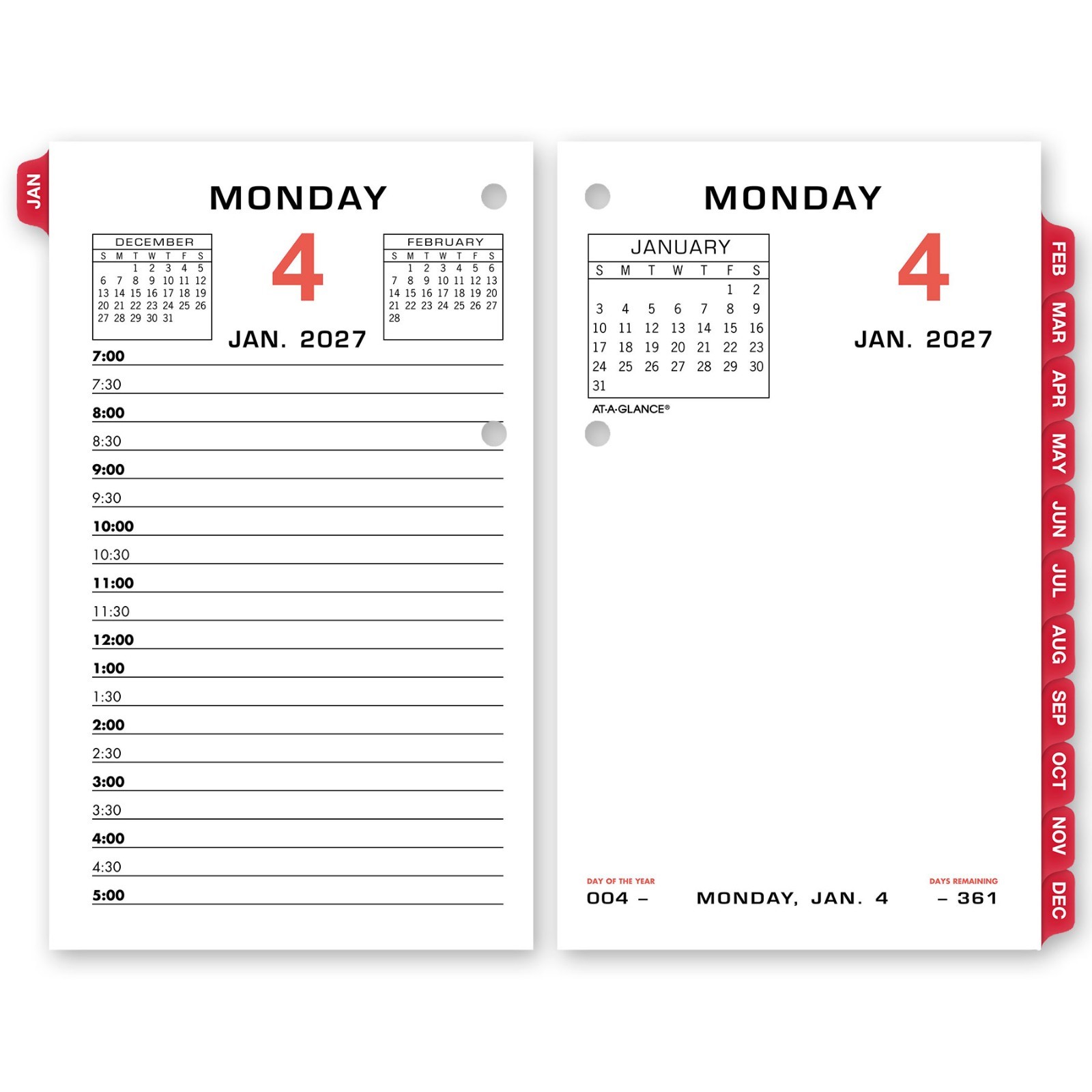 2026 At-A-Glance E017-50 Daily Calendar Refill with Monthly Tabs, 3-1/2×5-27/32″