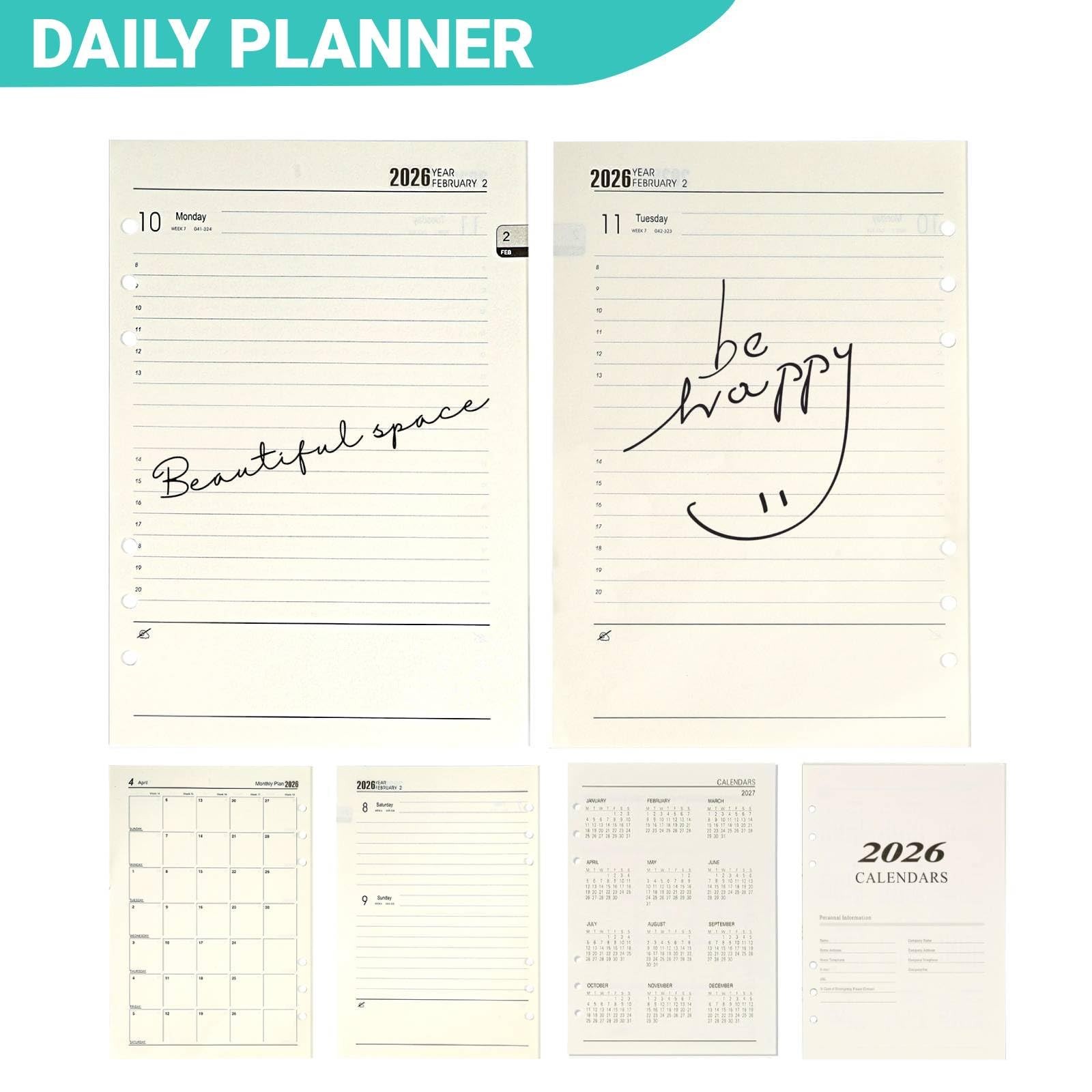 2026 A5 Weekly & Monthly Planner Binder Refill, 5.8″x8.3″ 176 Page Planner Re…