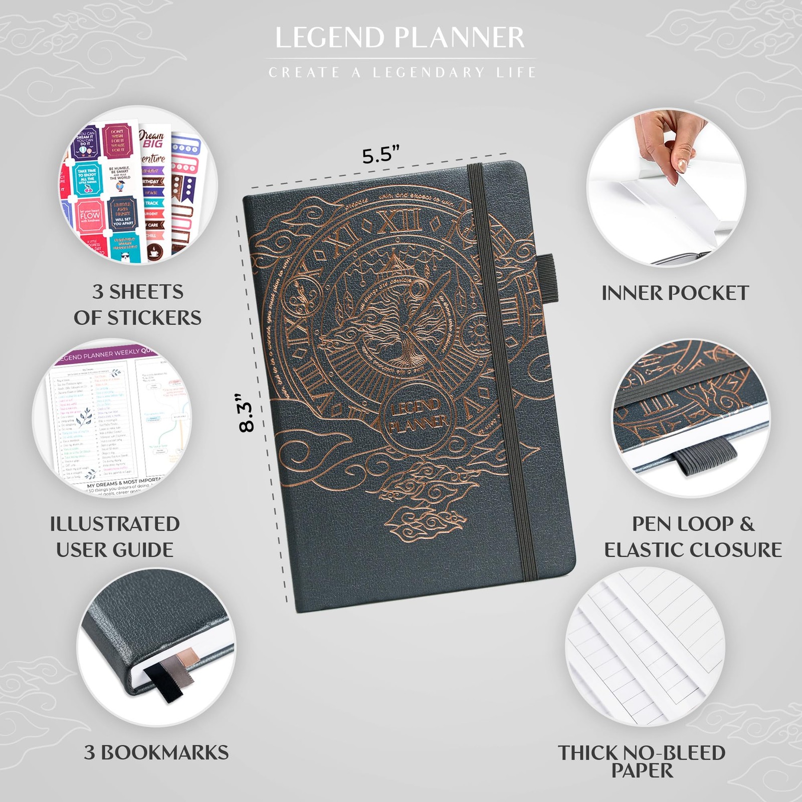 Legend Undated Weekly Planner – Goal Planner Journal & Organizer Notebook – A…