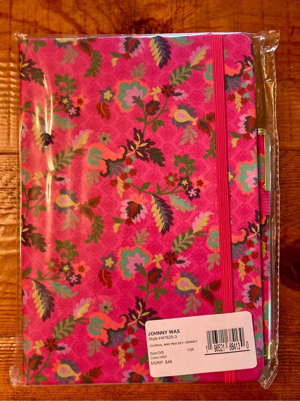 NEW Johnny Was Verney Journal and Pen Set Silk Blend Floral Pink Size 8.5″ x 6″